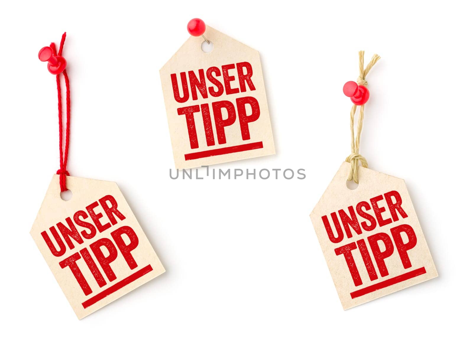 Three pendants with the imprint Our tip