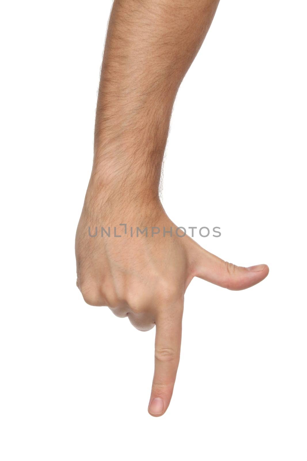Male hand sign isolated on white background