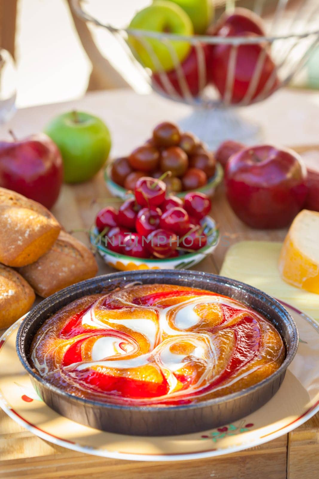 Summer breakfast served in the garden