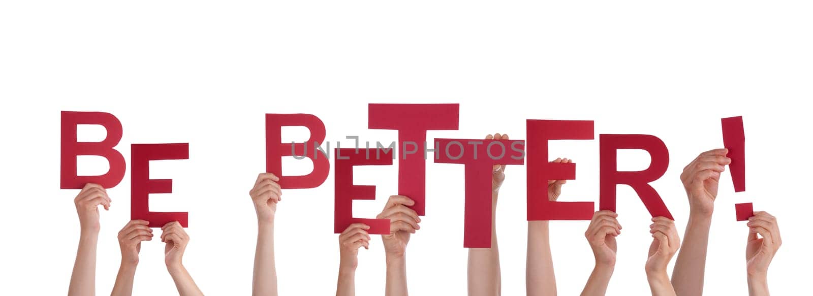 Hands Holding the Red Words Be Better, Isolated