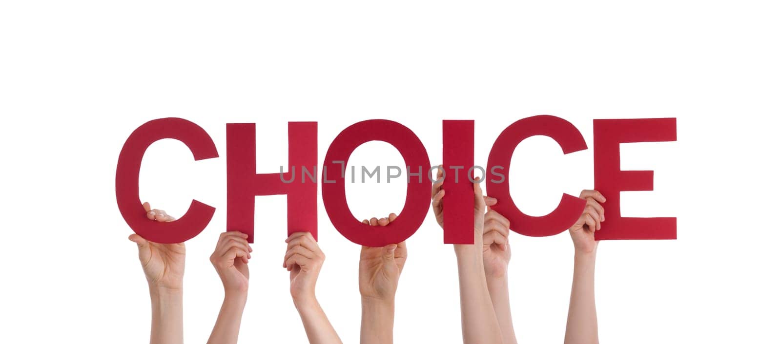 Many People Holding the Word Choice, Isolated