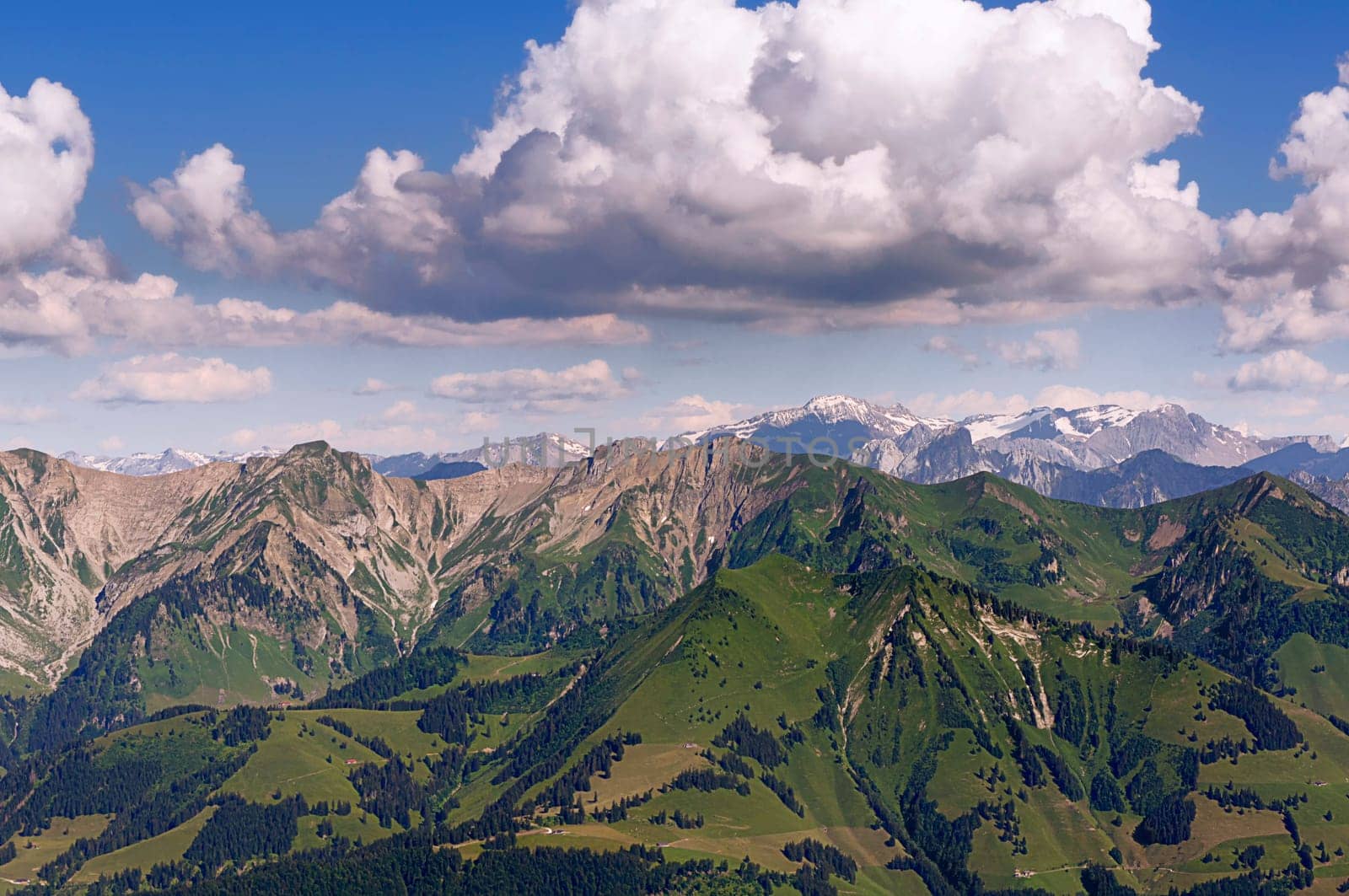 over the Fribourg Prealps to the Valais peaks