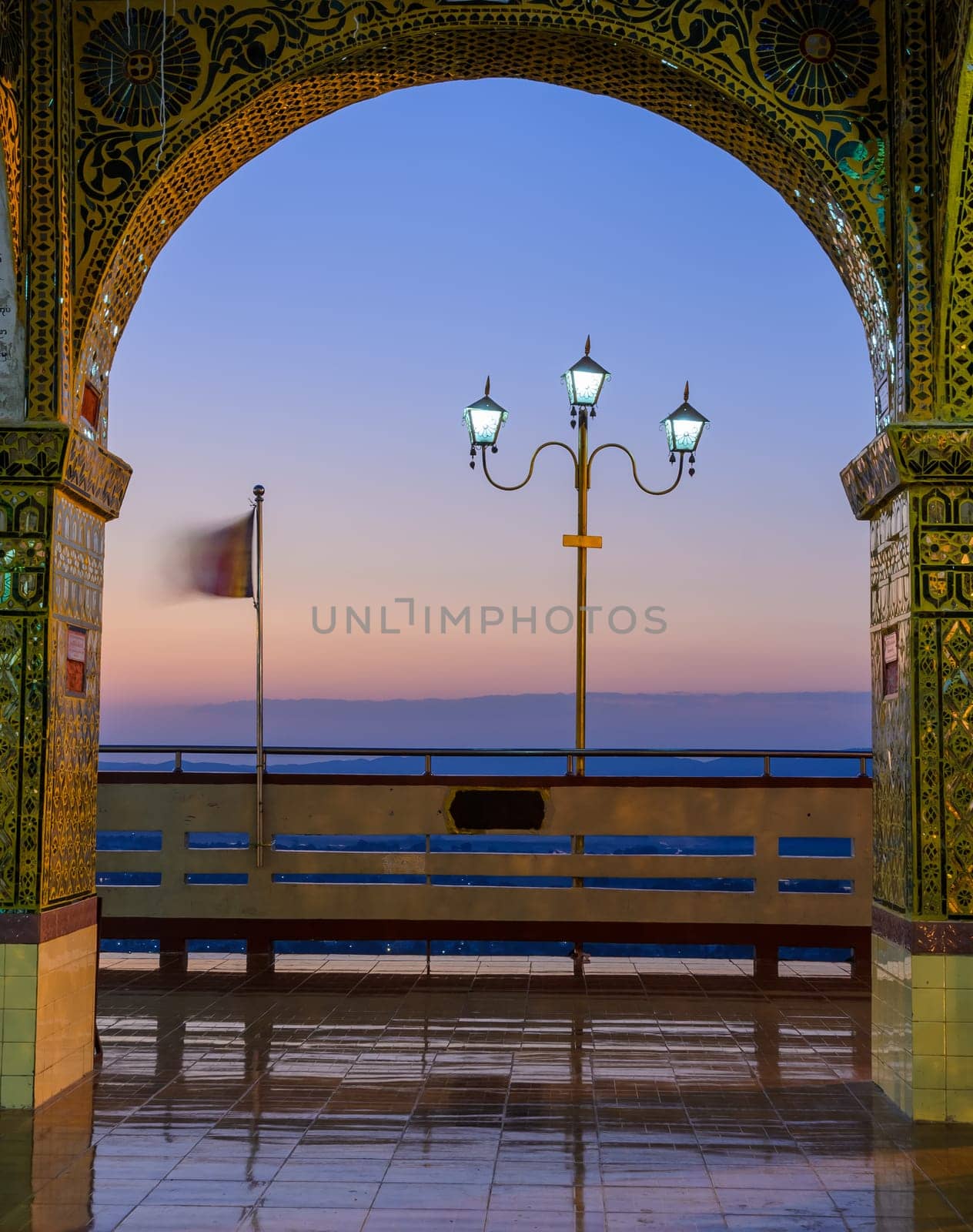 Sunset view from Mandalay Hill pavilion, Myanmar