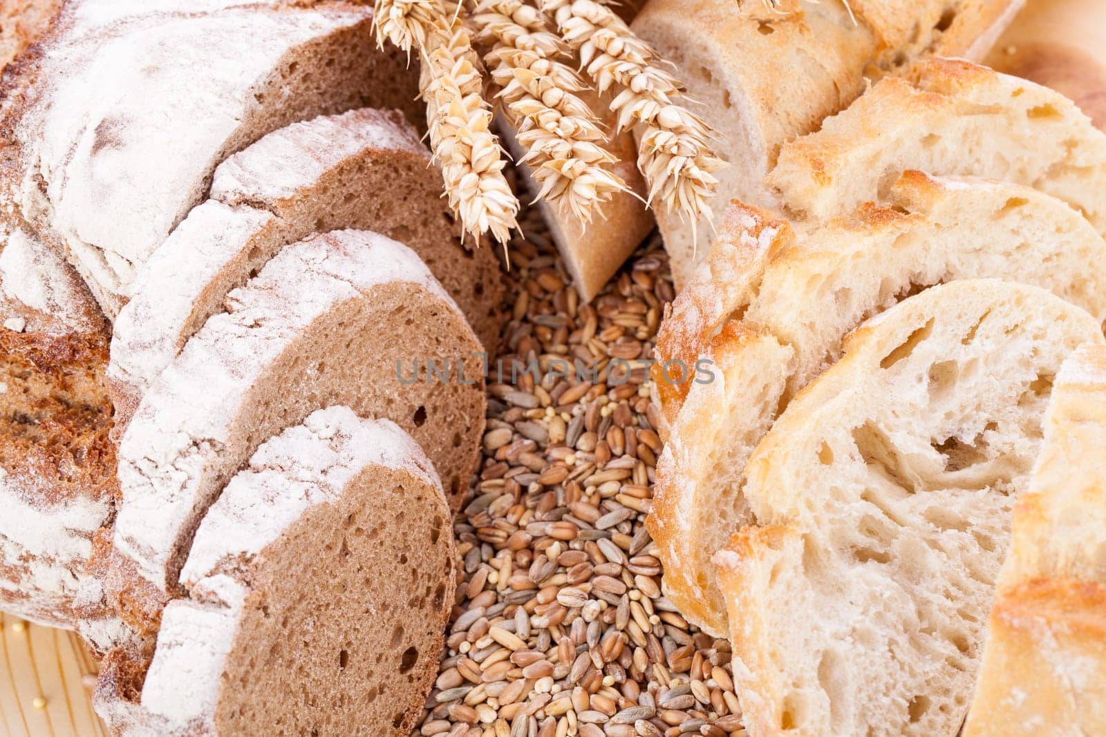 freshly baked bread sliced close-up macro food bakery cereal