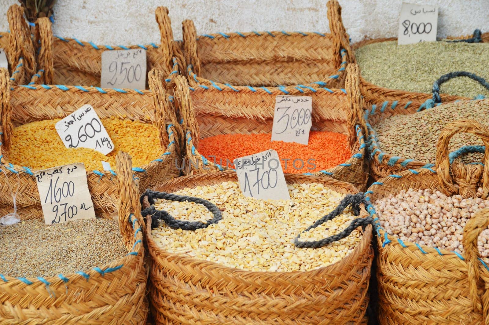Grain food and spices in Arabic store