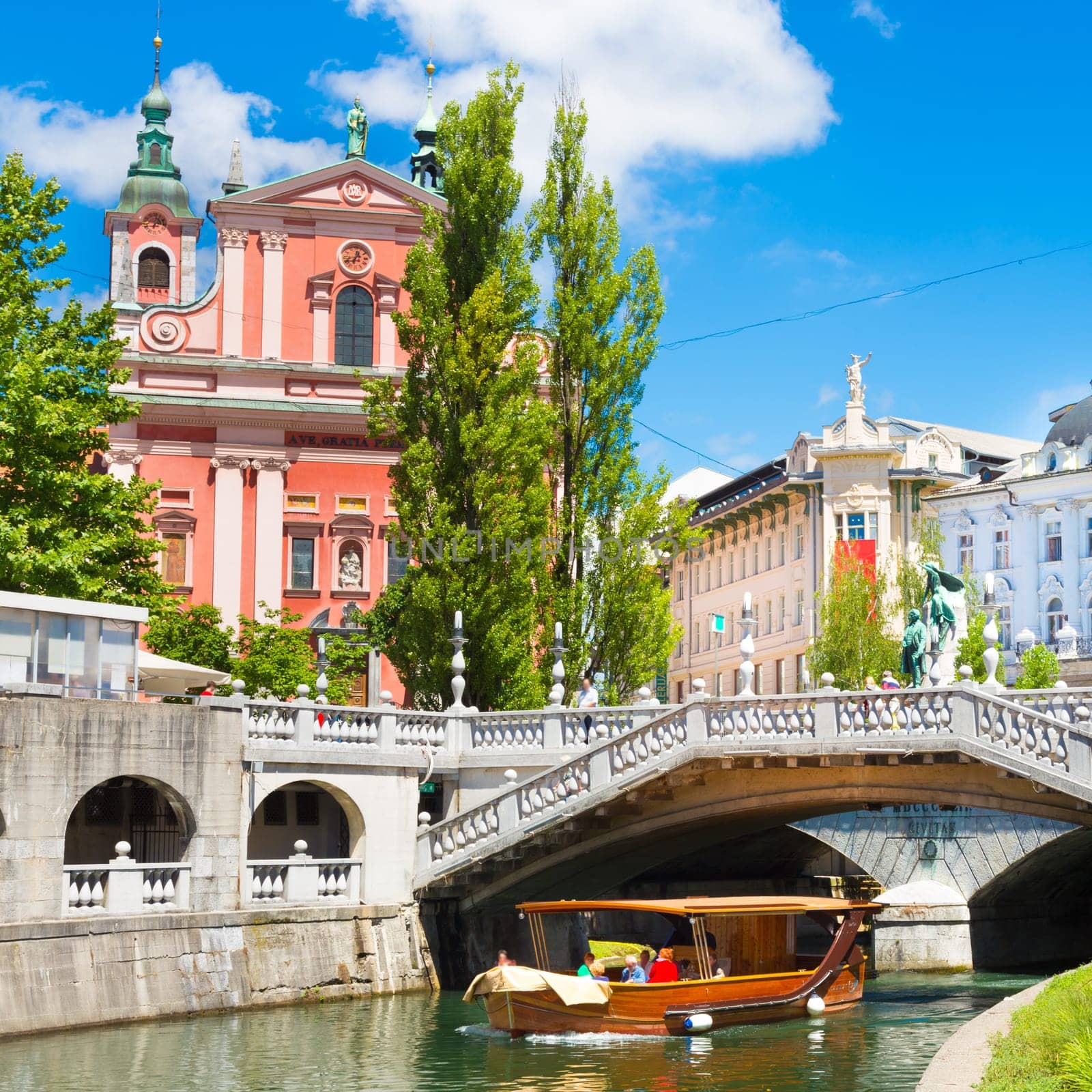 Romantic medieval Ljubljana's city center, capital of Slovenia, Europe.