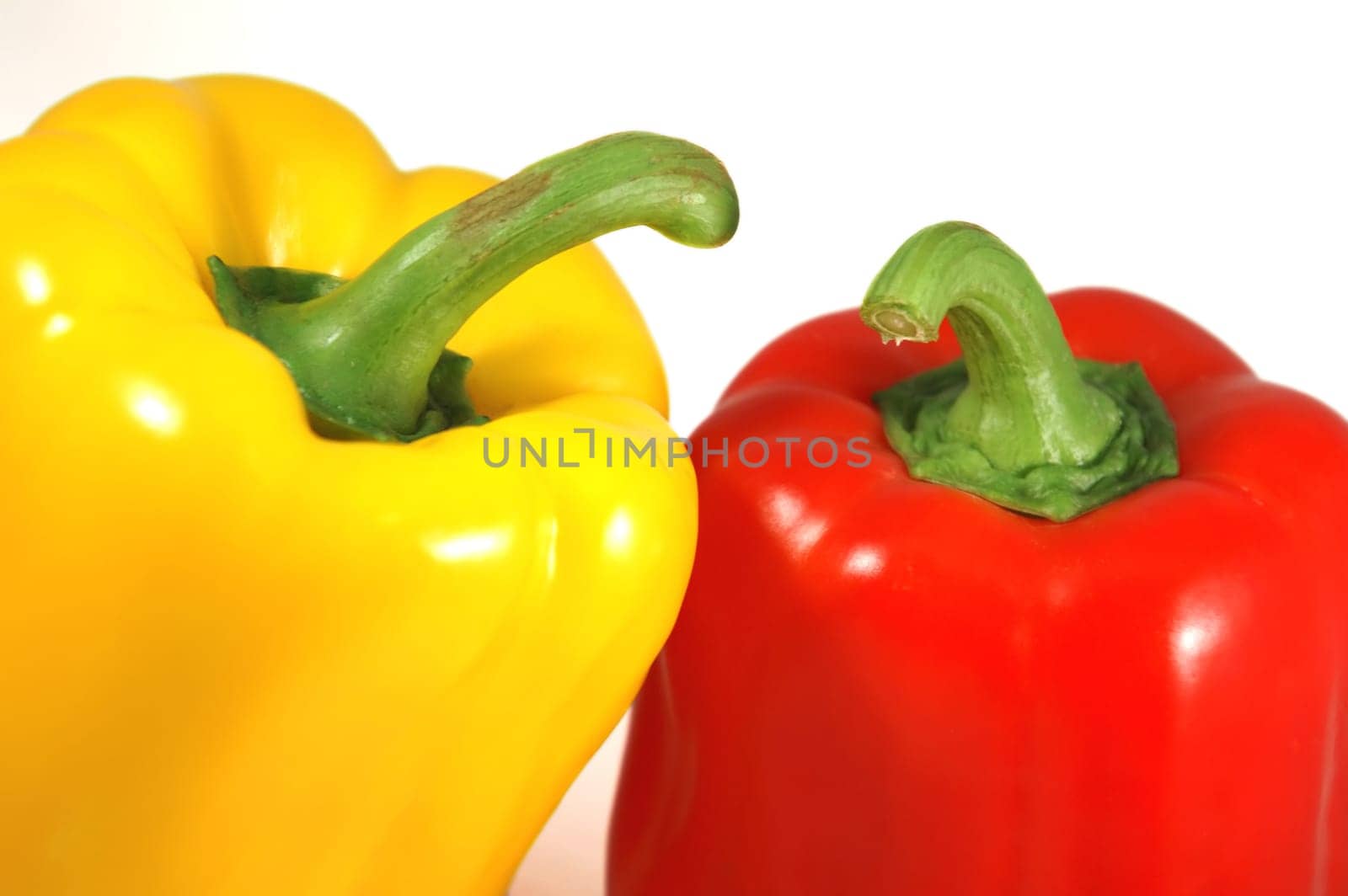 The close up picture of isolated papricas over white