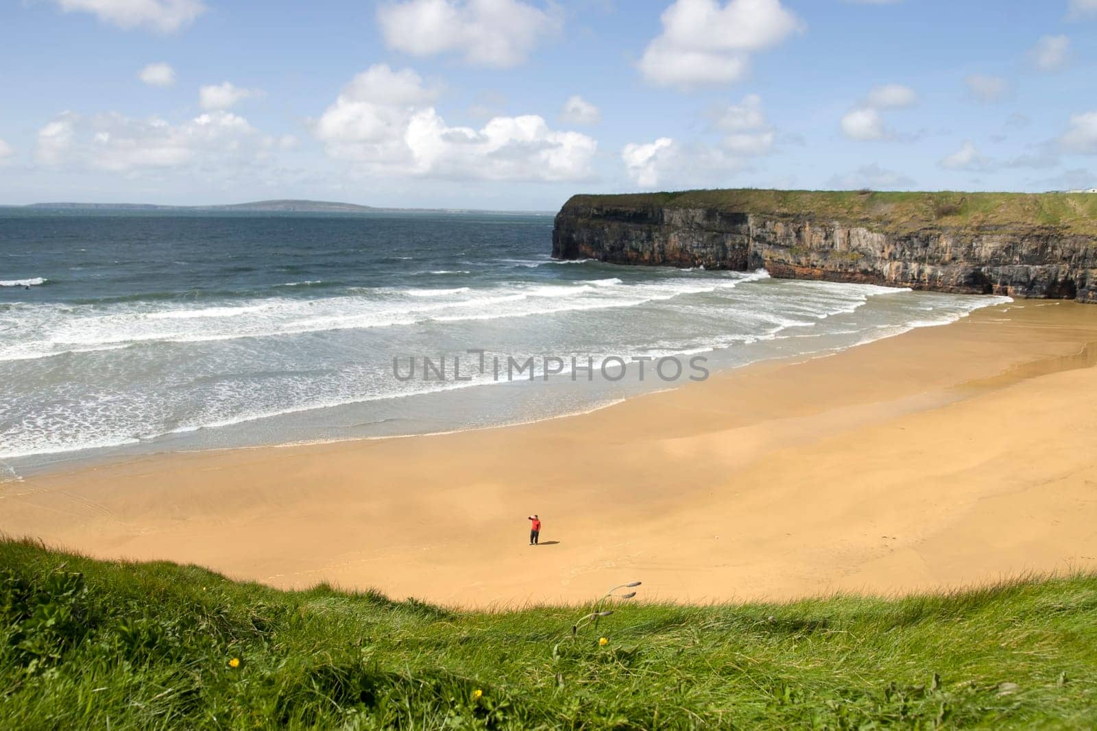 Beautiful view over the Ballybunion beach and cliffs on the Atlantic coast in Ireland