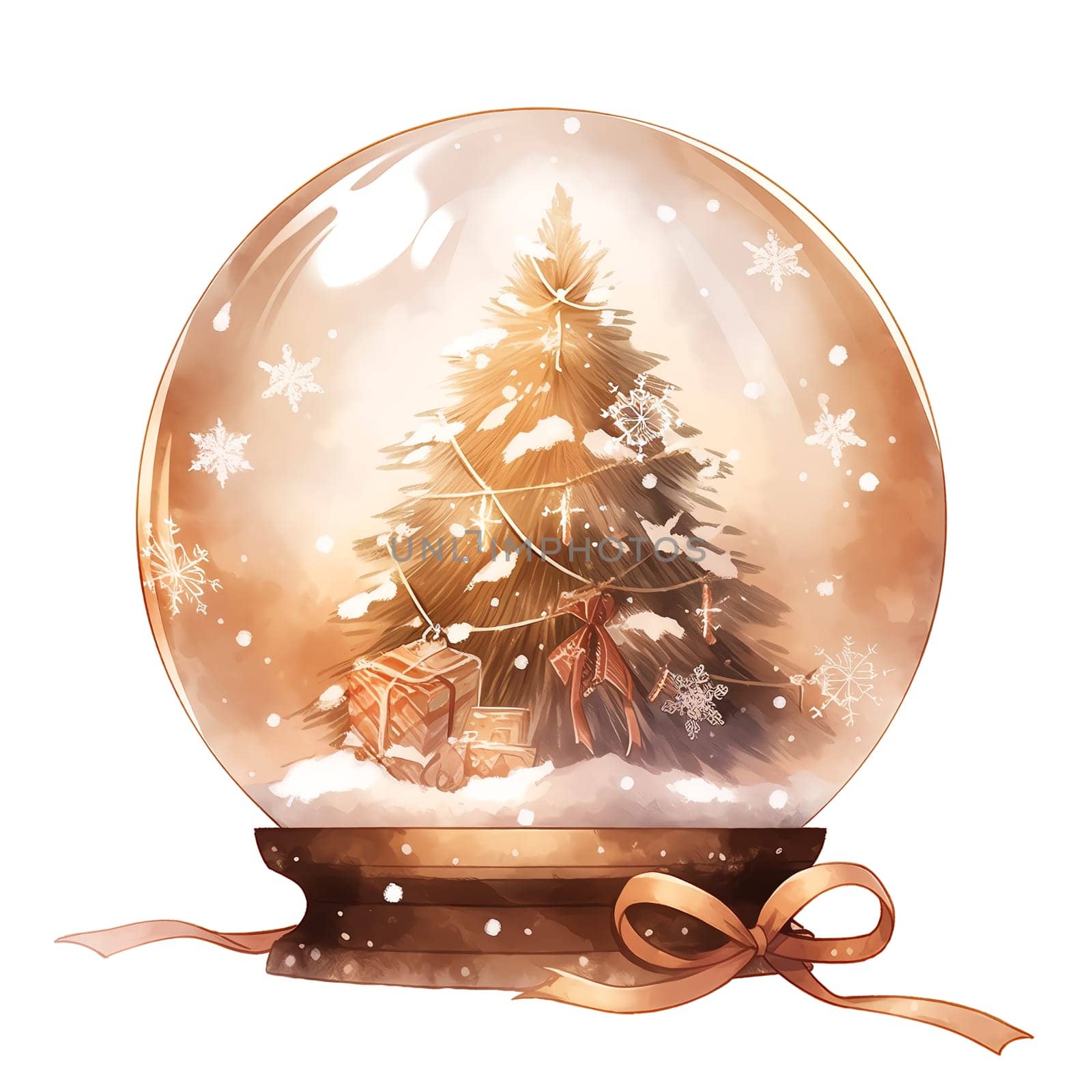 Watercolor Christmas Glass Cloche. Christmas SnowGlobe Clipart, Cozy Winter Clipart. by AndreyKENO