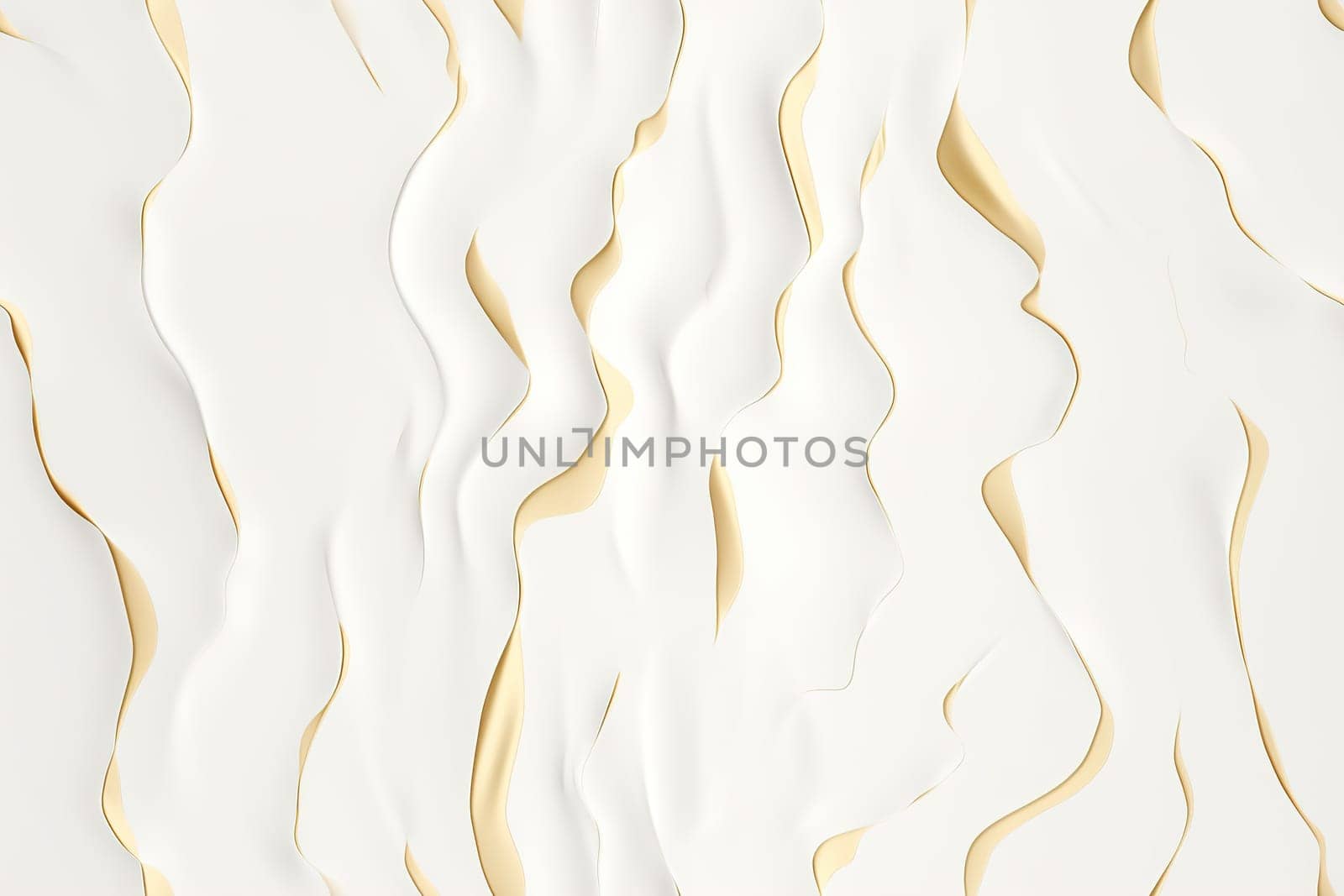 White seamless pattern with abstract waves. Applicable for fabric print, textile, wrapping paper, wallpaper. White background with golden splines. Repeatable texture. Generative AI. by creativebird