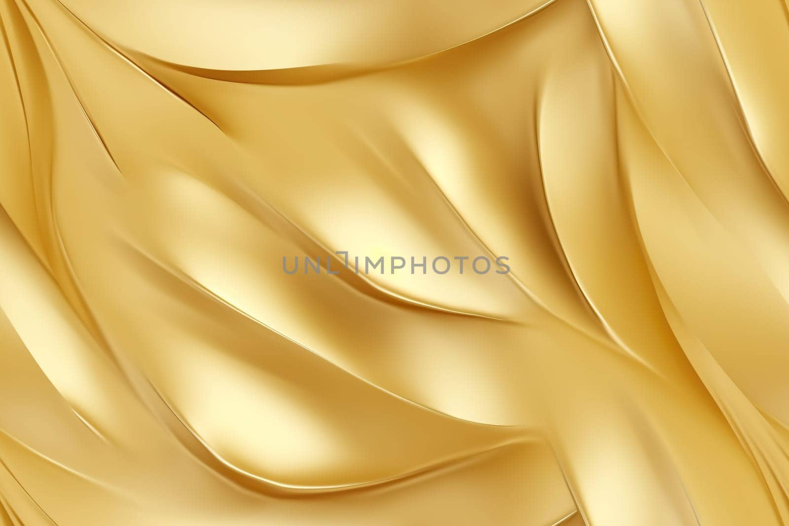 Yellow seamless pattern with abstract waves. Applicable for fabric print, textile, wrapping paper, wallpaper. Golden background with splines, curves. Repeatable texture. Generative AI. by creativebird