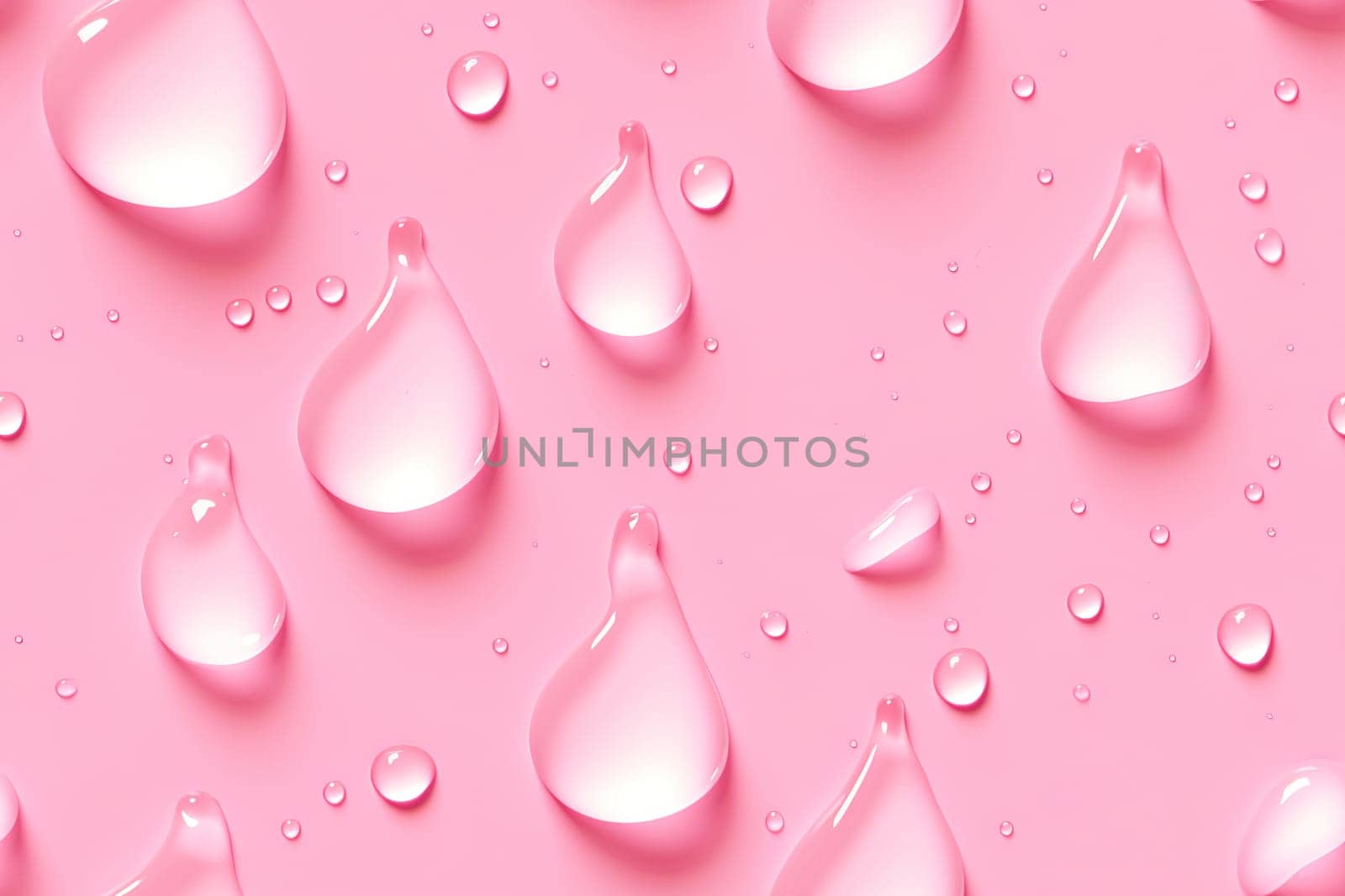 Pink seamless pattern with water drops. Applicable for fabric print, textile, wrapping paper, wallpaper. Modern, trendy background with droplets. Repeatable texture. Generative AI. by creativebird