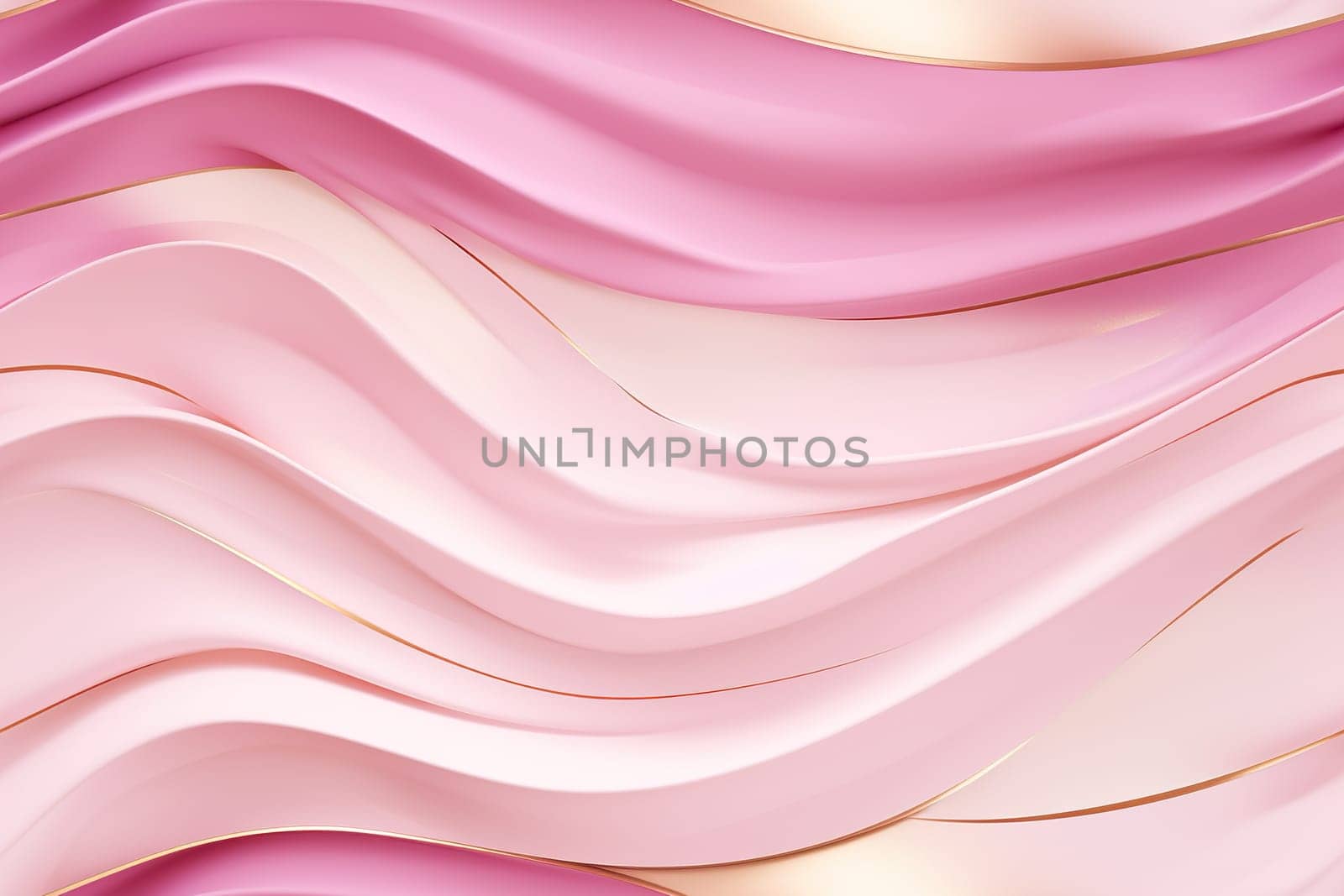 Pink seamless pattern with abstract waves. Applicable for fabric print, textile, wrapping paper, wallpaper. Modern background with golden splines. Repeatable texture. Generative AI. by creativebird