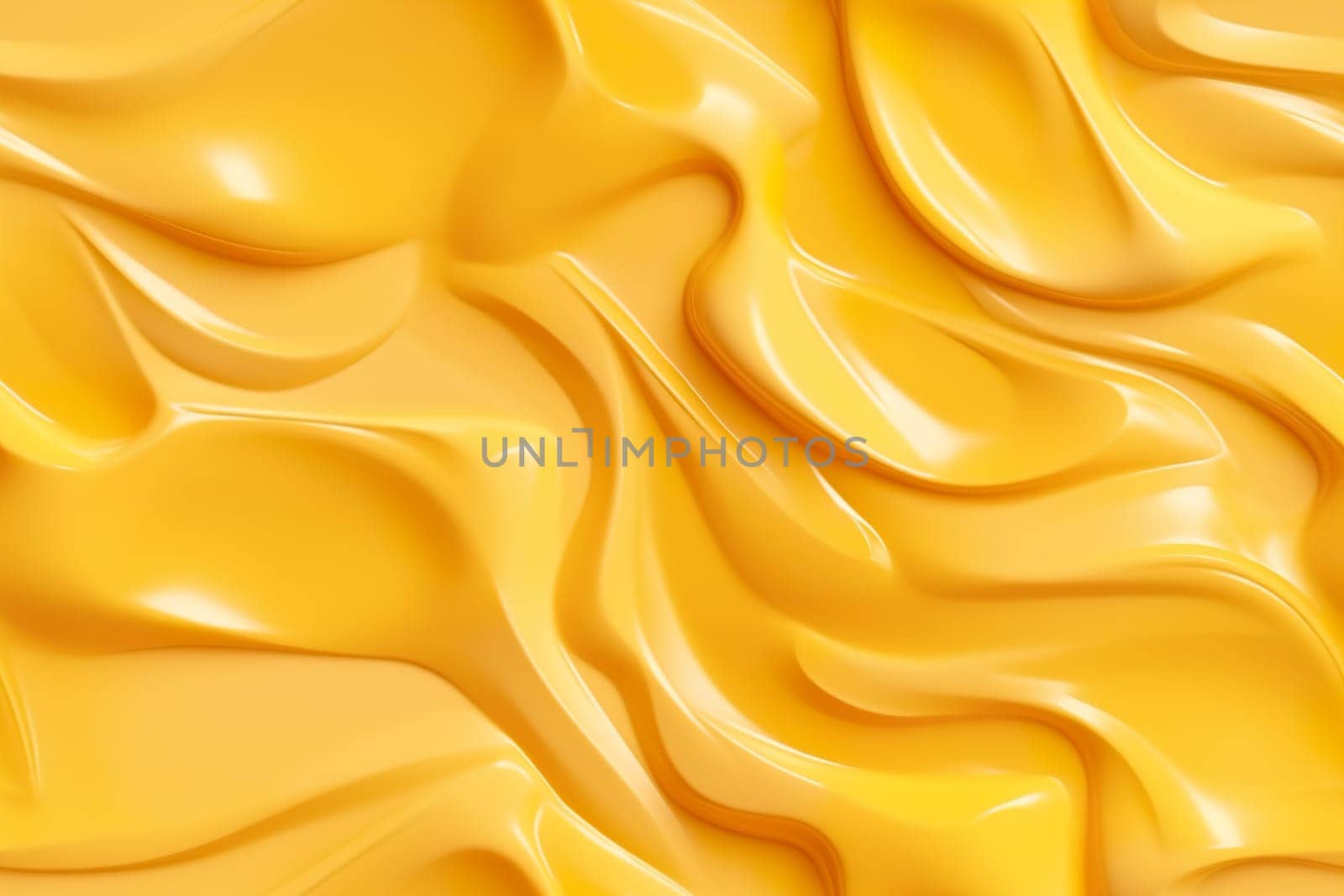 Yellow seamless pattern with abstract waves. Applicable for fabric print, textile, wrapping paper, wallpaper. Vibrant background with splines, curves. Repeatable texture. Generative AI