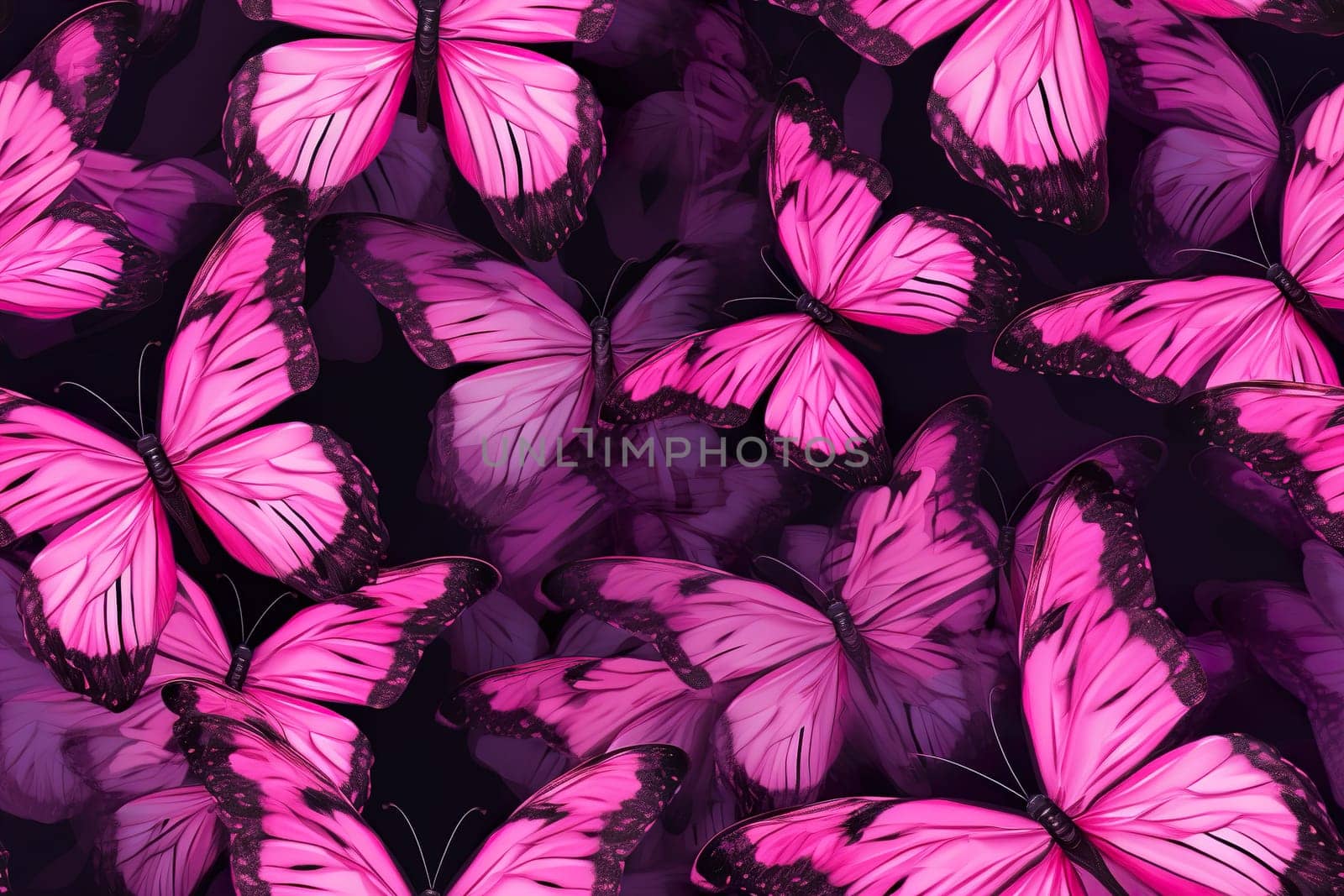 Magenta seamless pattern with butterflies. Applicable for fabric print, textile, wrapping paper, wallpaper. Modern, fashionable background. Woman's Day. Repeatable texture. Generative AI. by creativebird