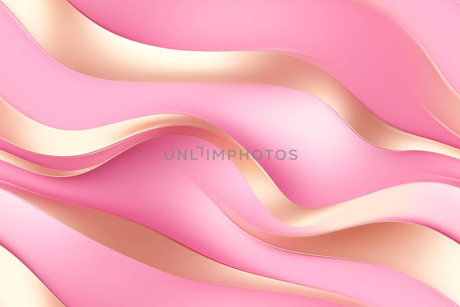 Pink seamless pattern with abstract waves. Applicable for fabric print, textile, wrapping paper, wallpaper. Modern background with golden splines. Repeatable texture. Generative AI. by creativebird