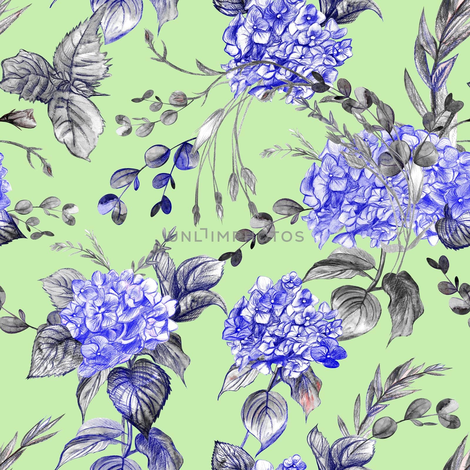 Botanical summer motif for textile and surface design by MarinaVoyush