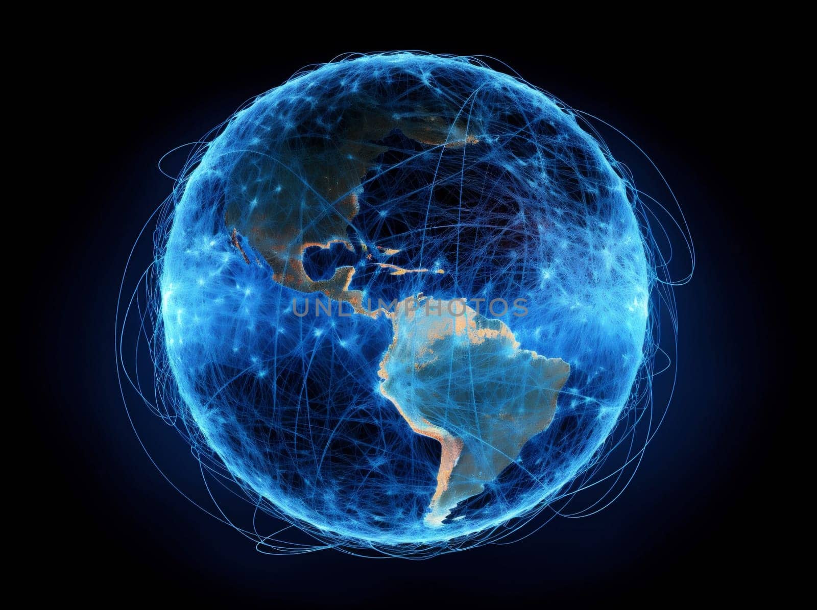 technology cyberspace internet network global earth connection map globe planet. Generative AI. by Vichizh