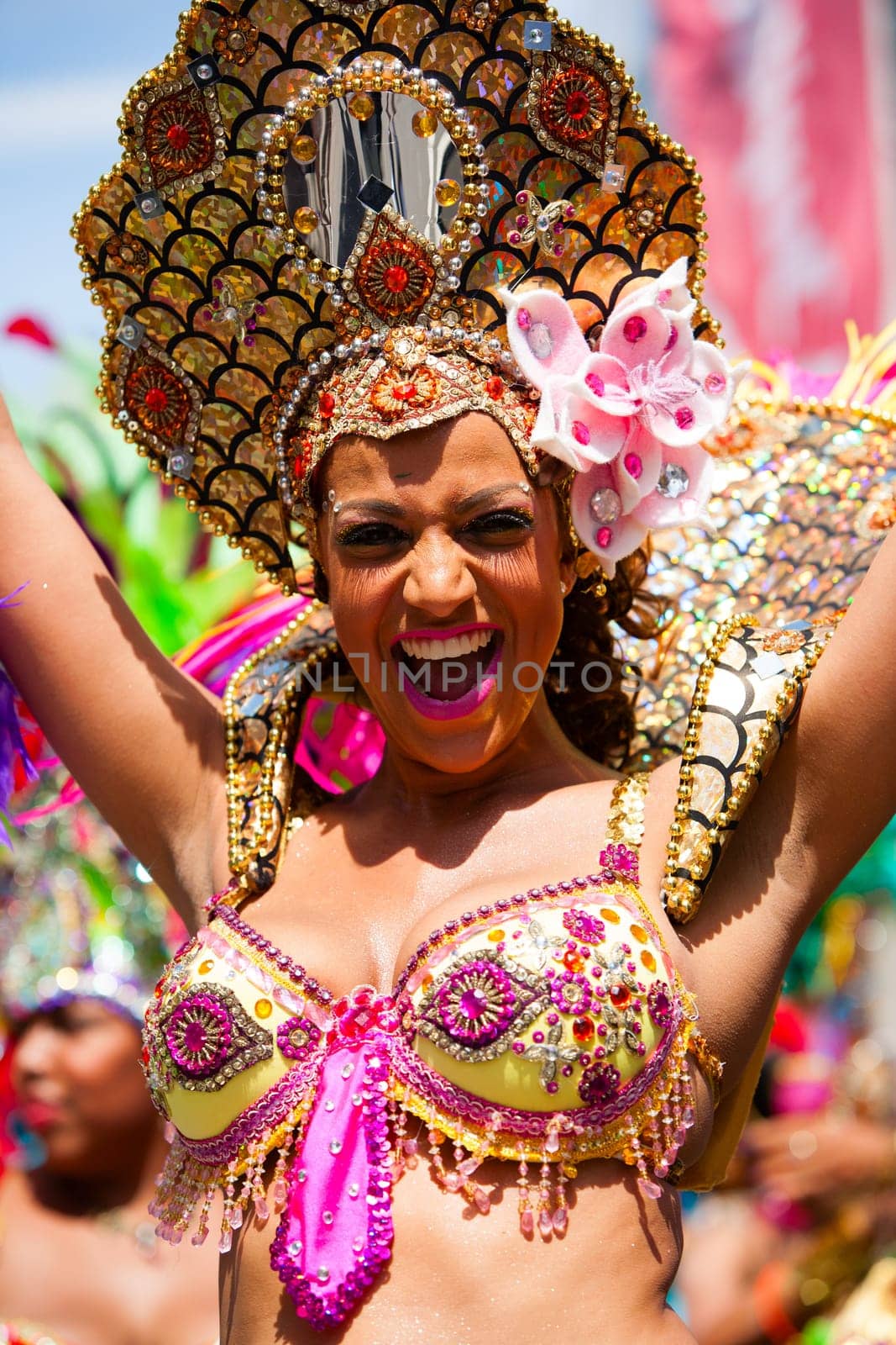 ROTTERDAM, THE NETHERLANDS - JULY 19, 2014, Carnival dancer in the parade at the Caribbean Carnival in Rotterdam on July 19 in Rotterdam, The Netherlands.