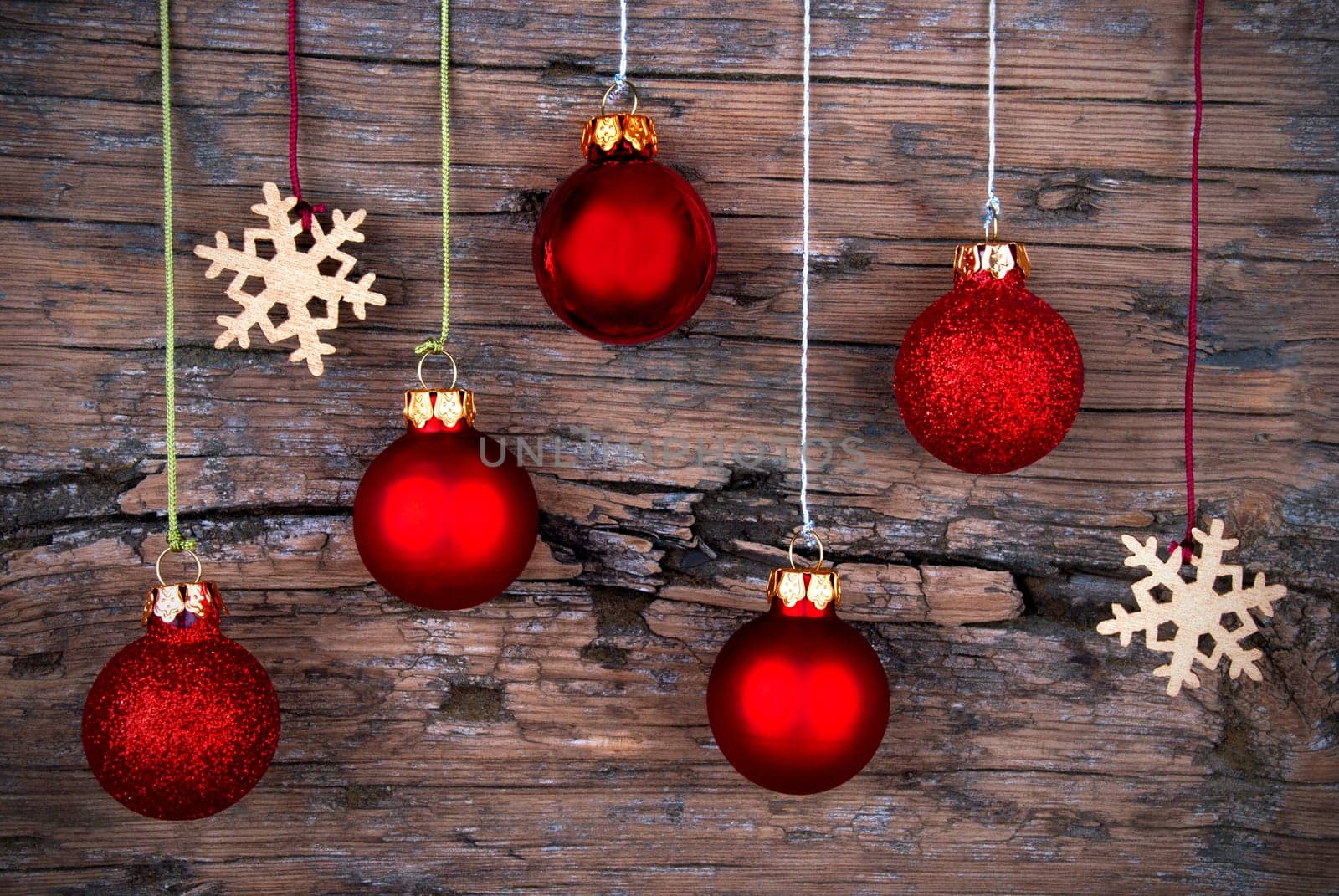 Colorful Christmas Decoration on Wood, Christmas Background