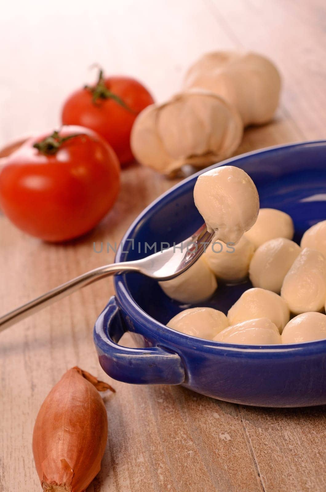 Mozzarella with cooking ingredients