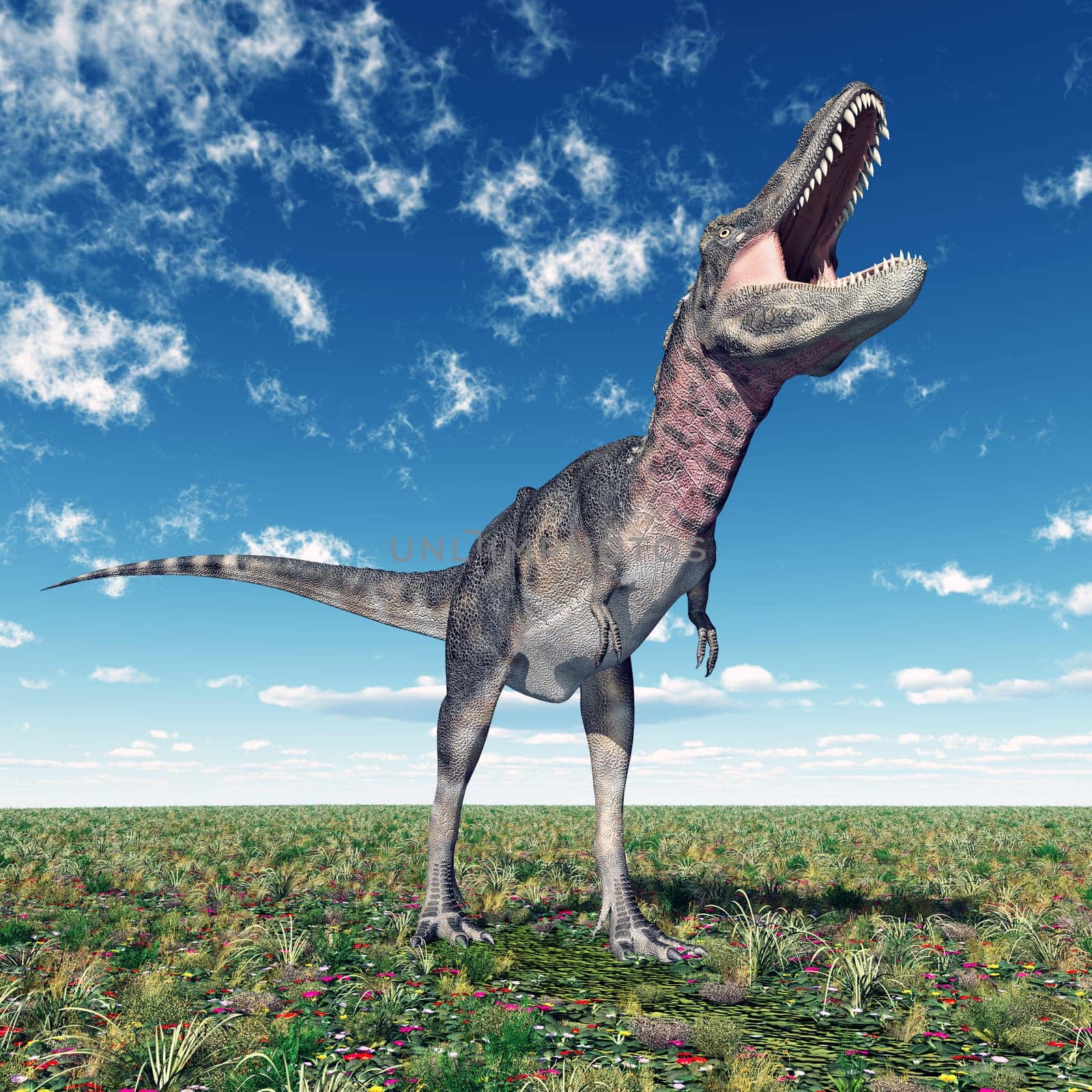 Computer-generated 3D illustration with the dinosaur Tarbosaurus