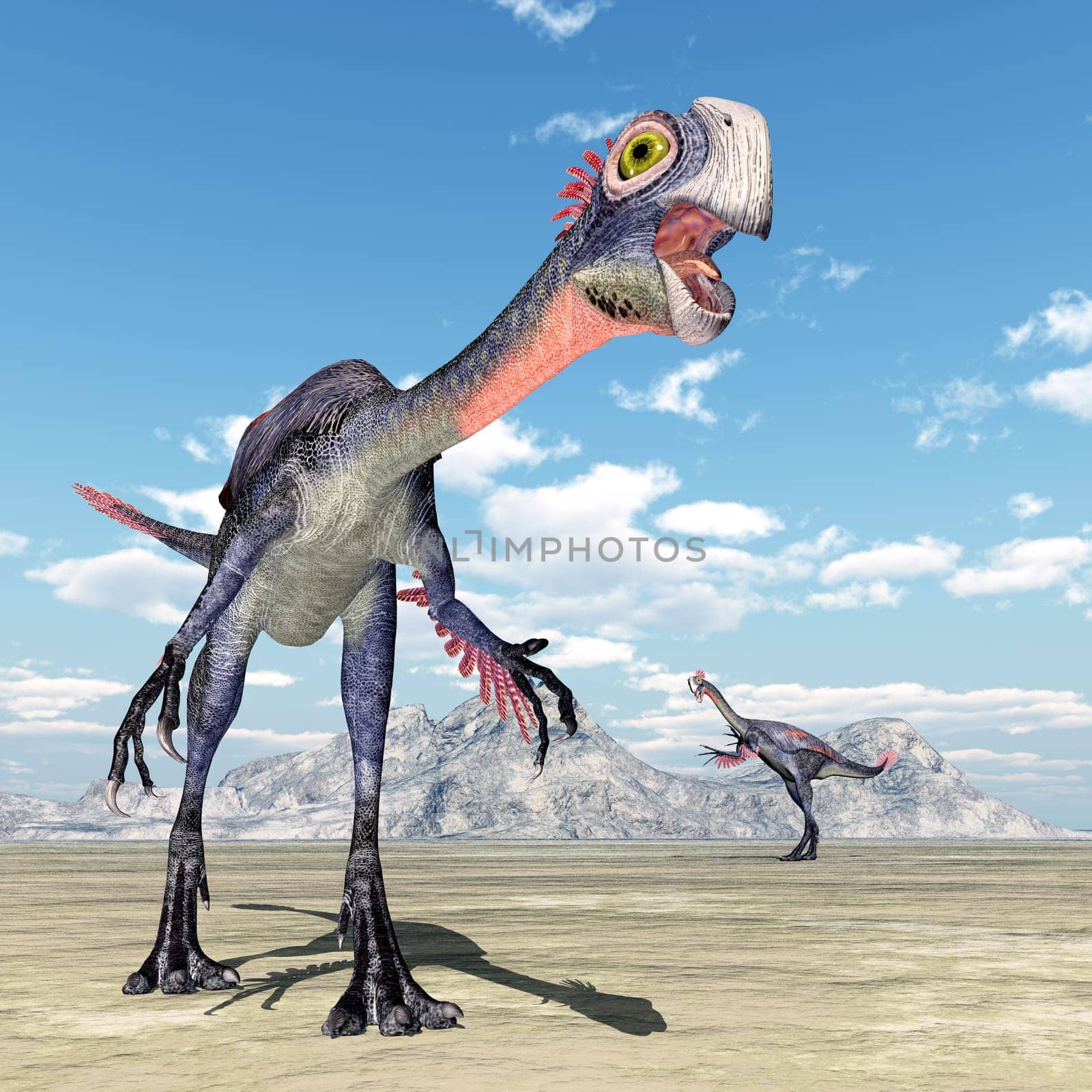 Computer-generated 3D illustration with the dinosaur Gigantoraptor