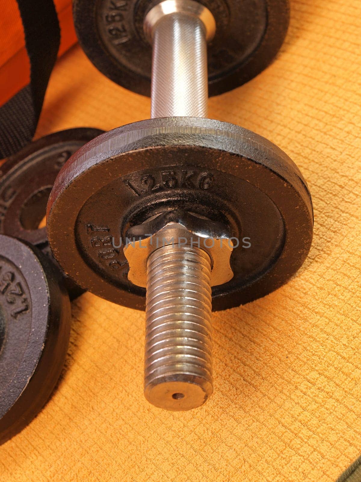 Sports equipment on a Yoga mat