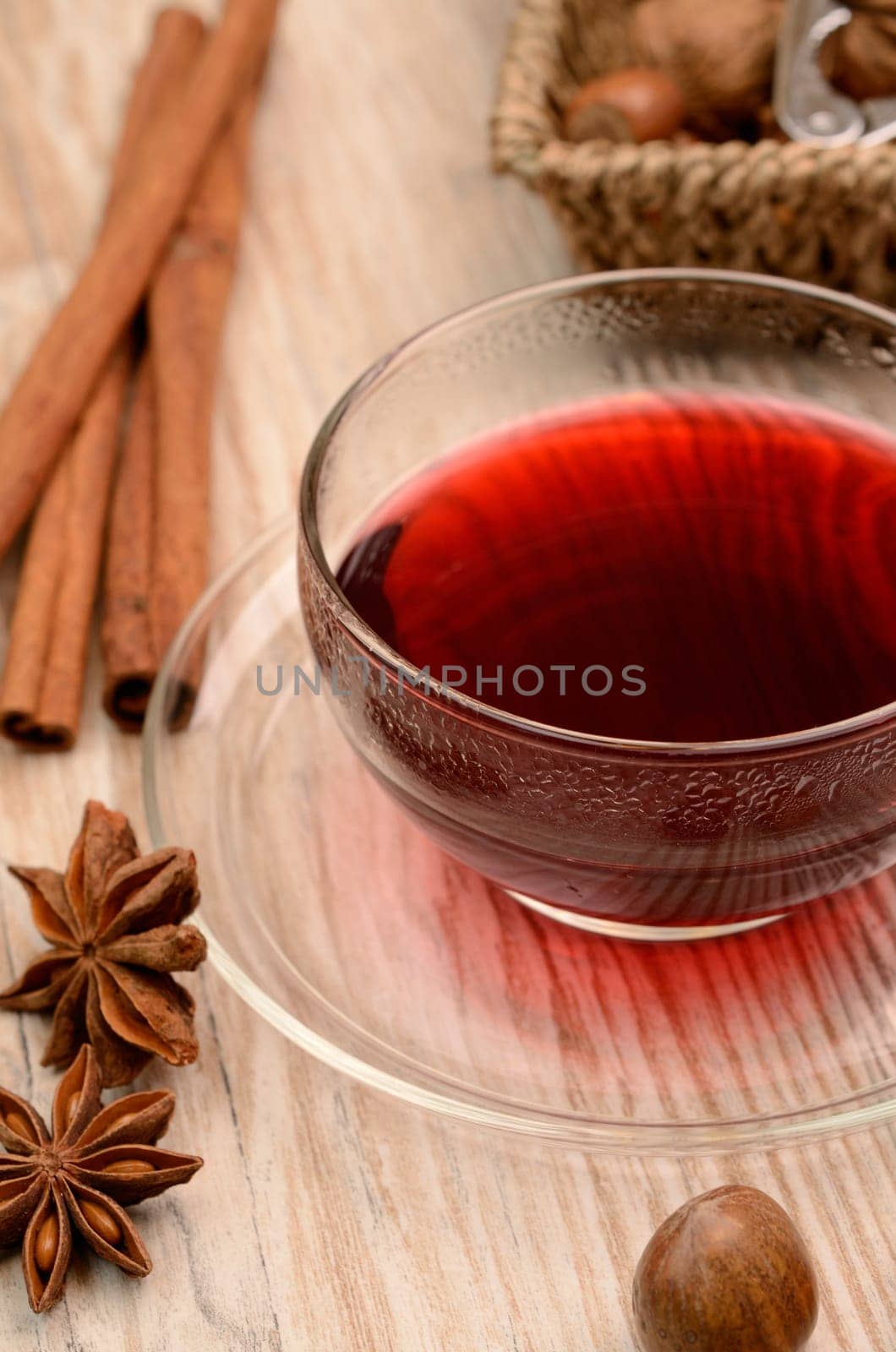 Glass of tea with herbs