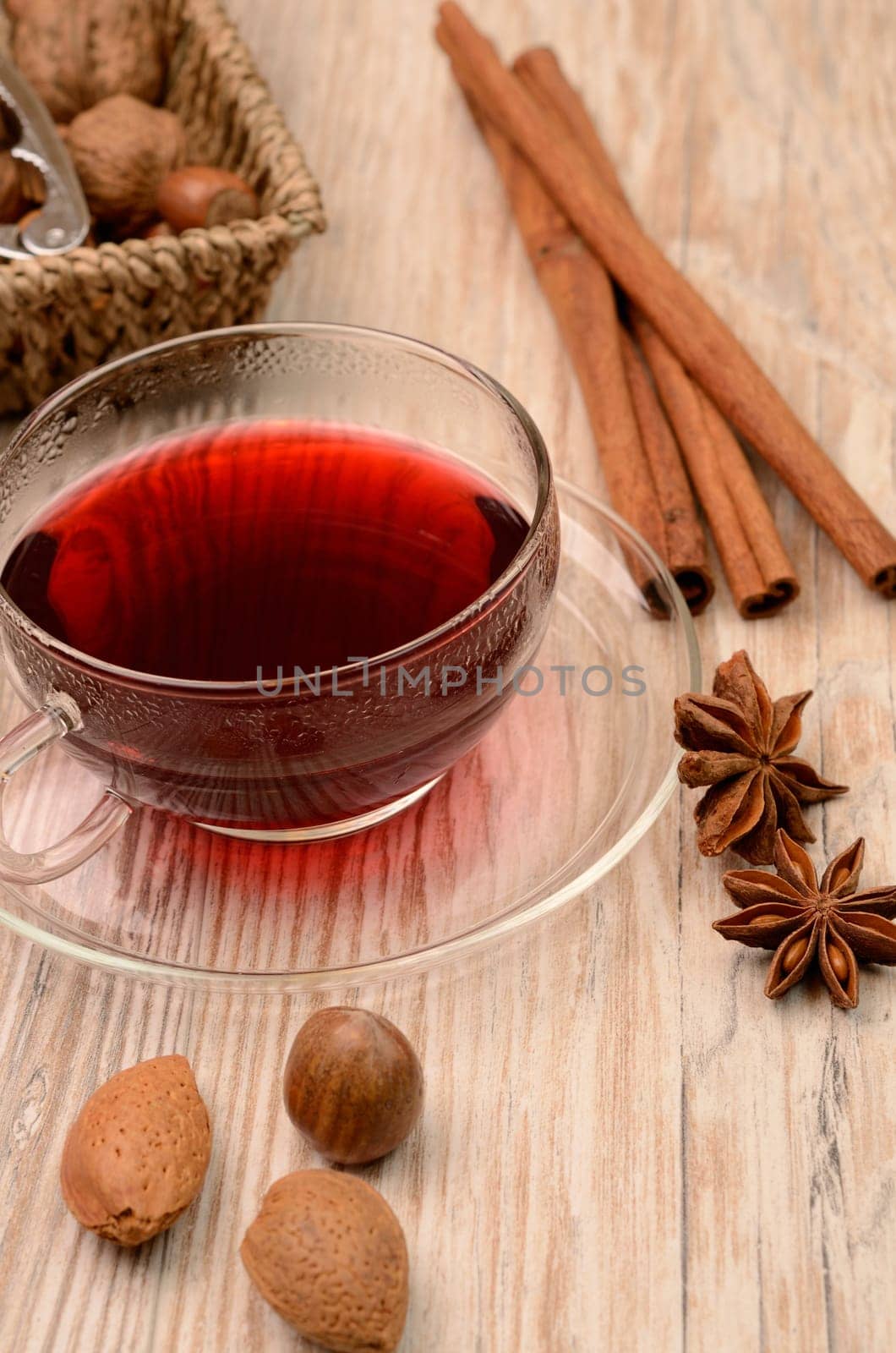 Glass of tea with herbs