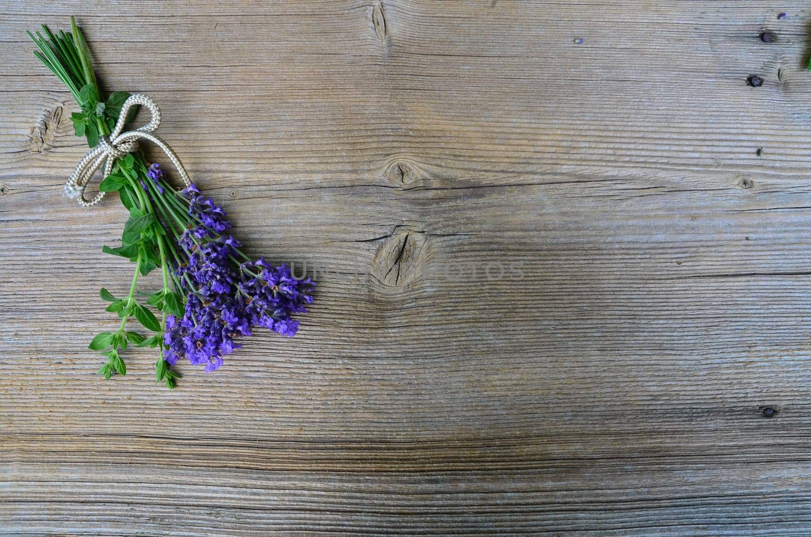 Lavender on wooden board