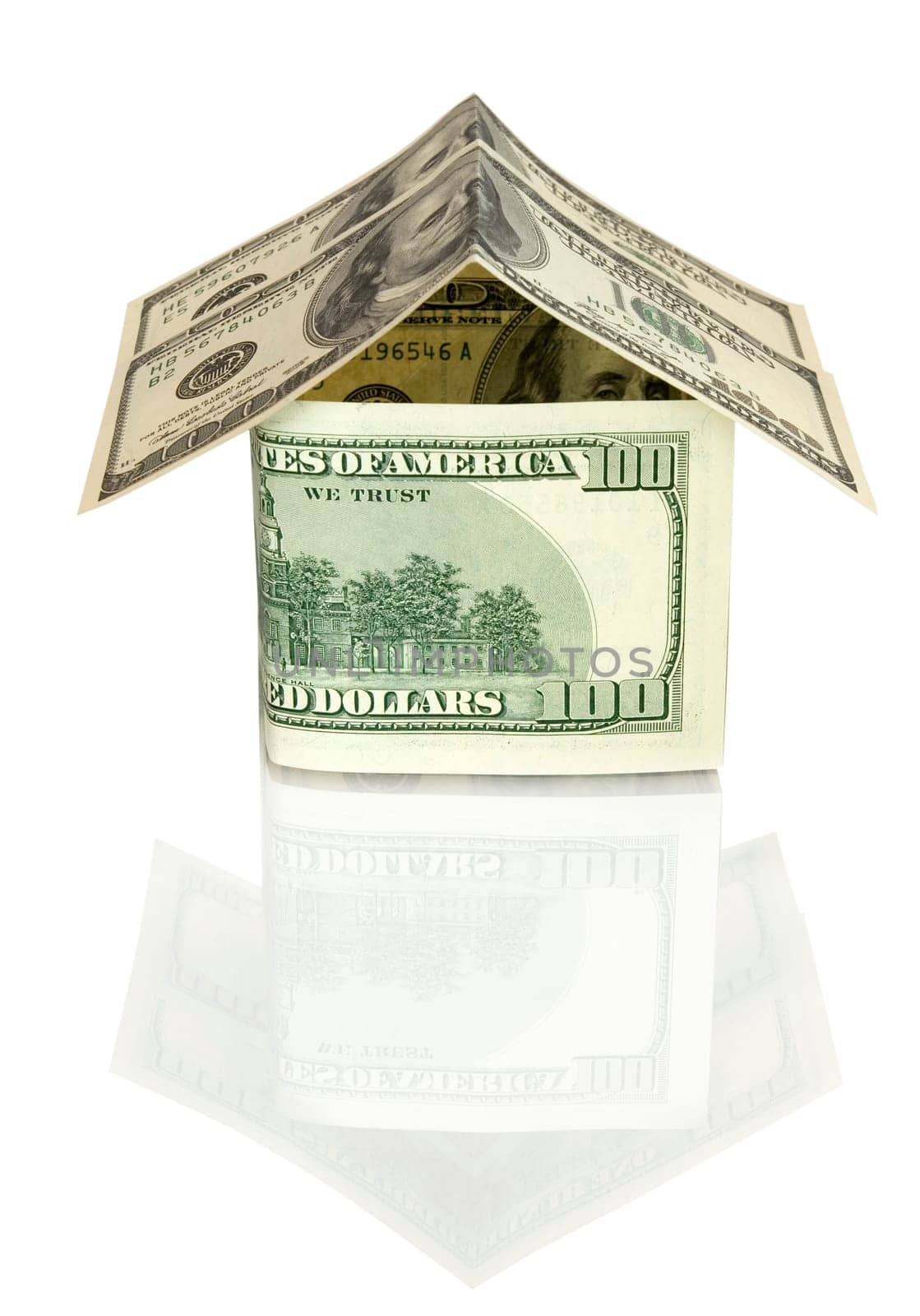 Money house on white background