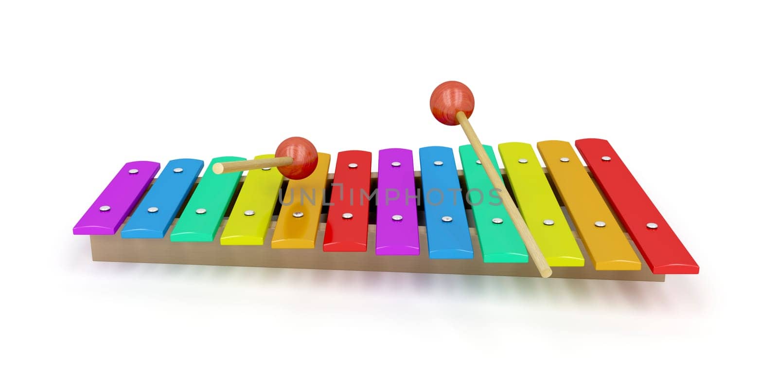 Wooden xylophone on white background