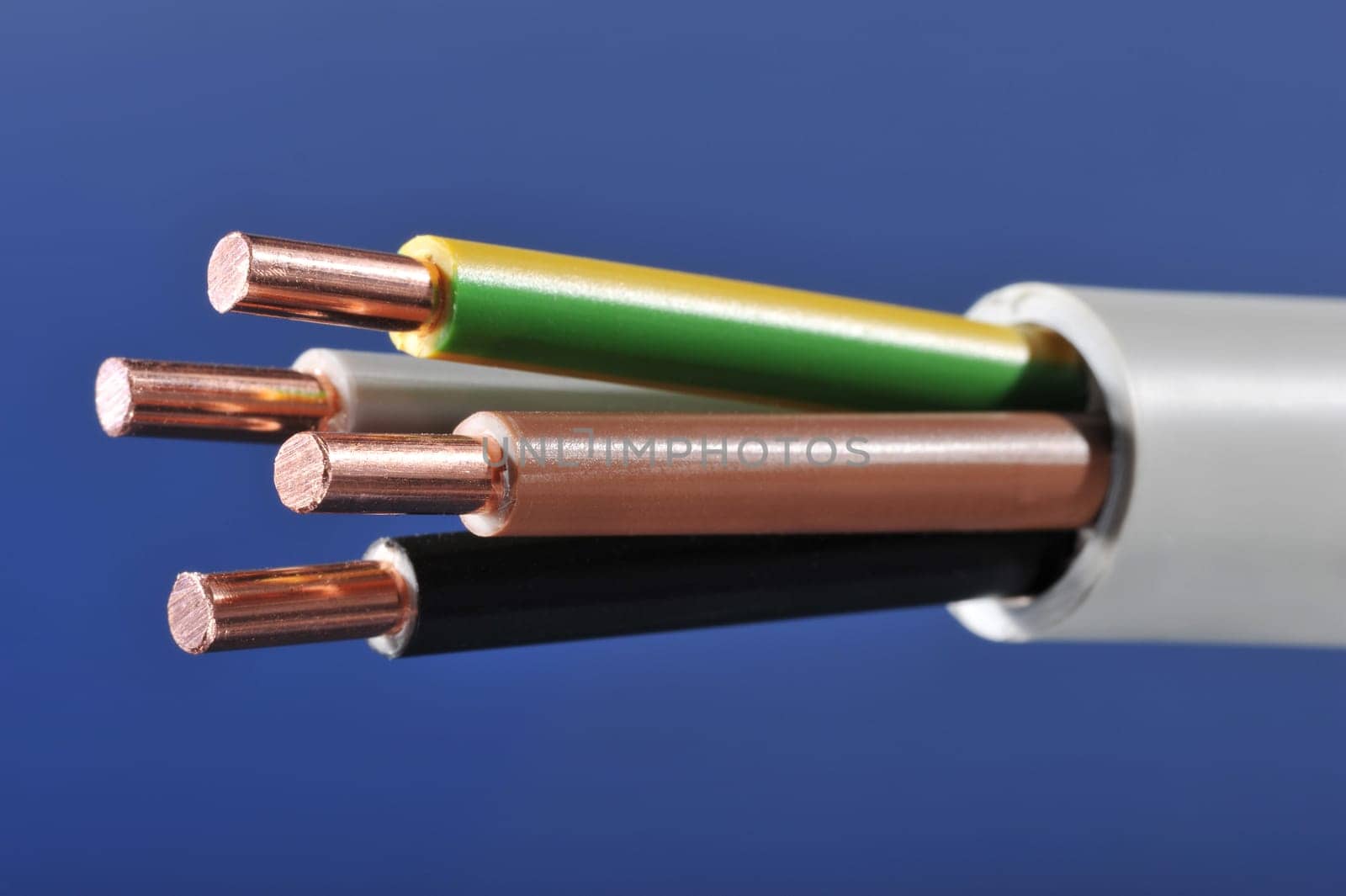 Macro detail of a stripped power cable