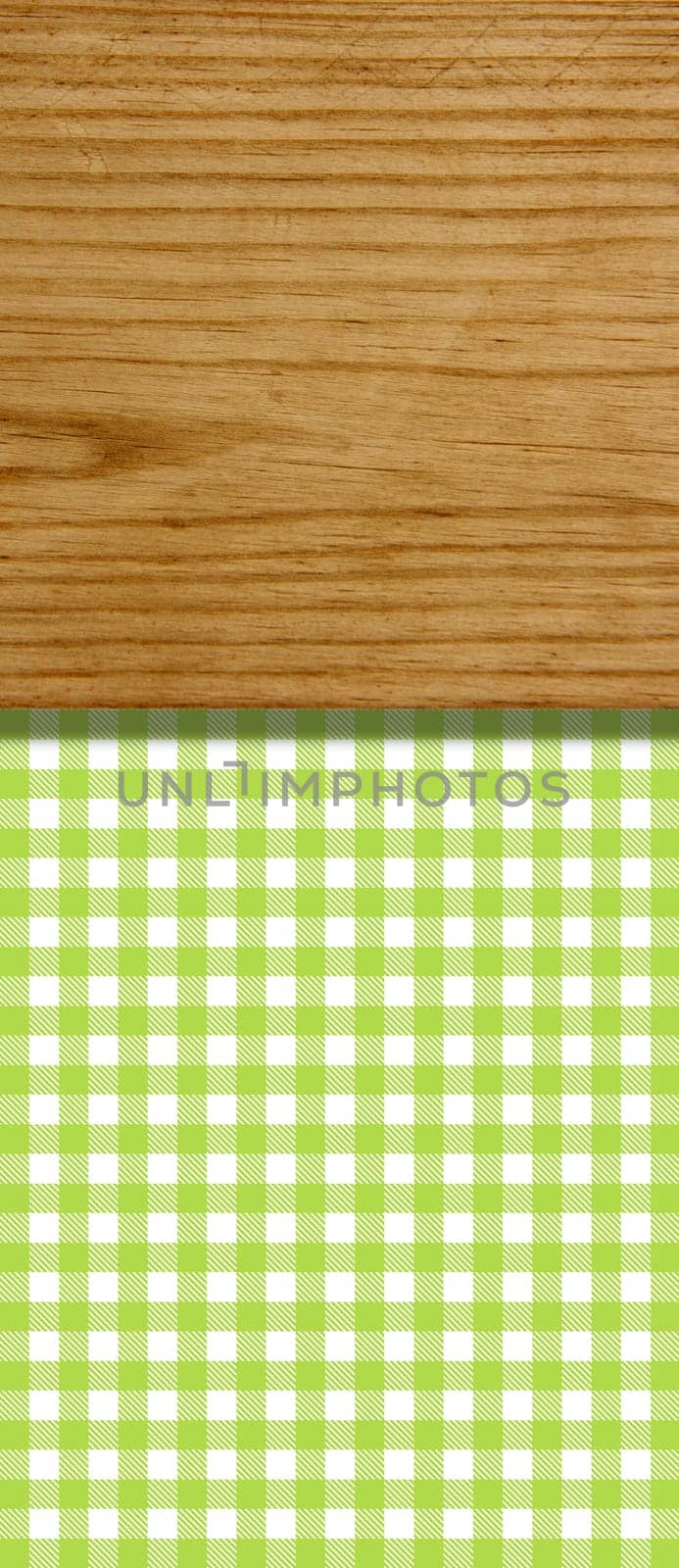 Tablecloth pattern green-white with wooden board