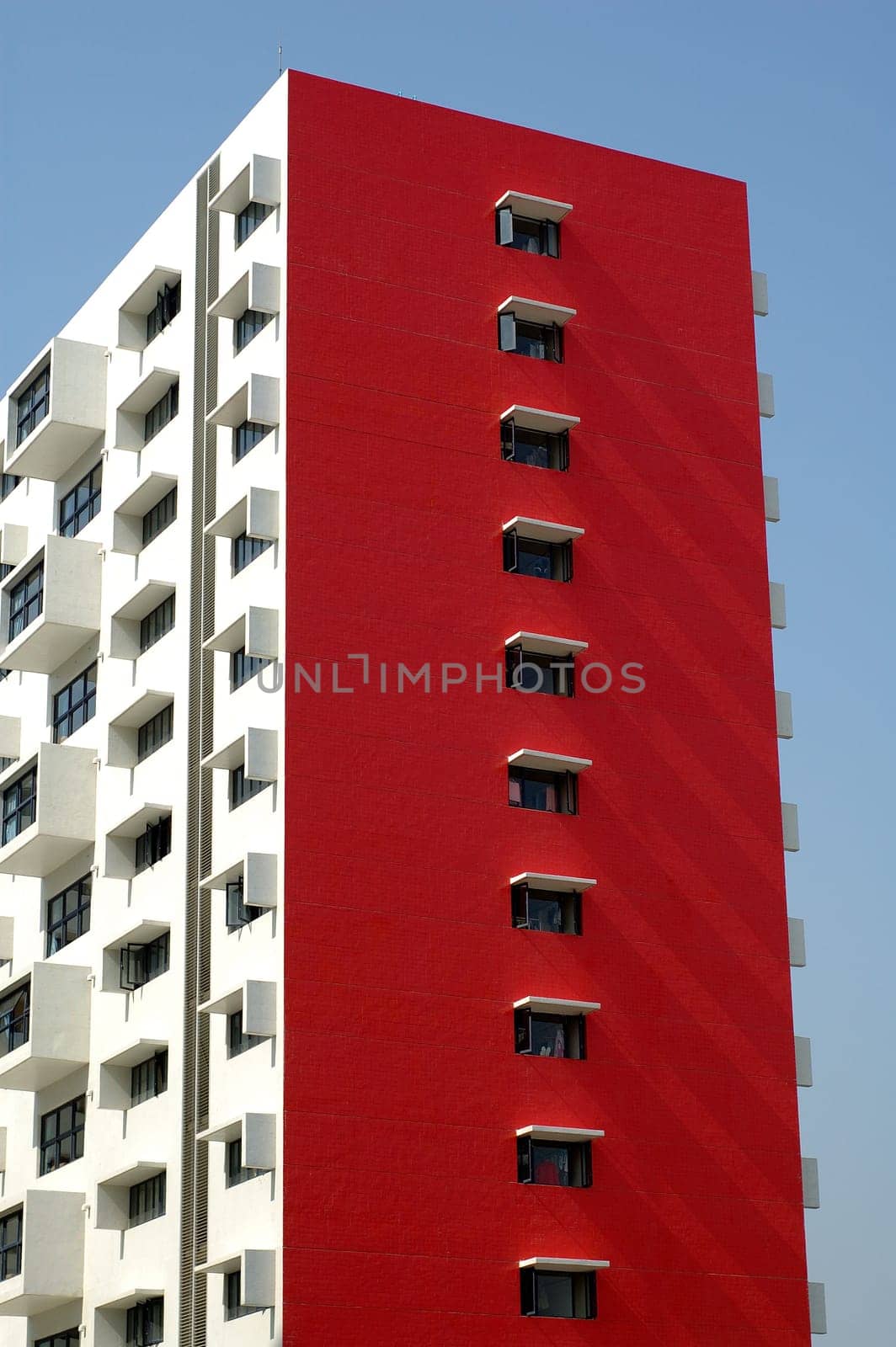 A red building of student hostel in campus