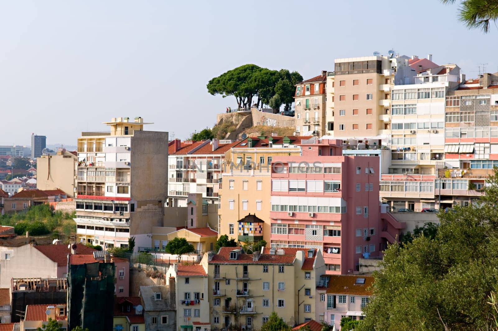 An aerial view on residential constructions of european city