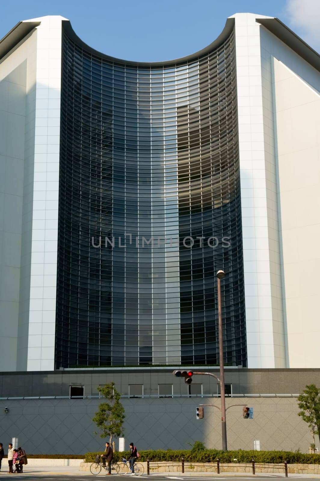 The external glass wall of urban modern building