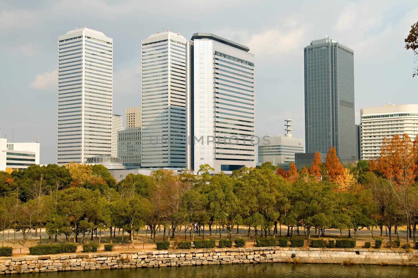 The urban view of Osaka city in Japan