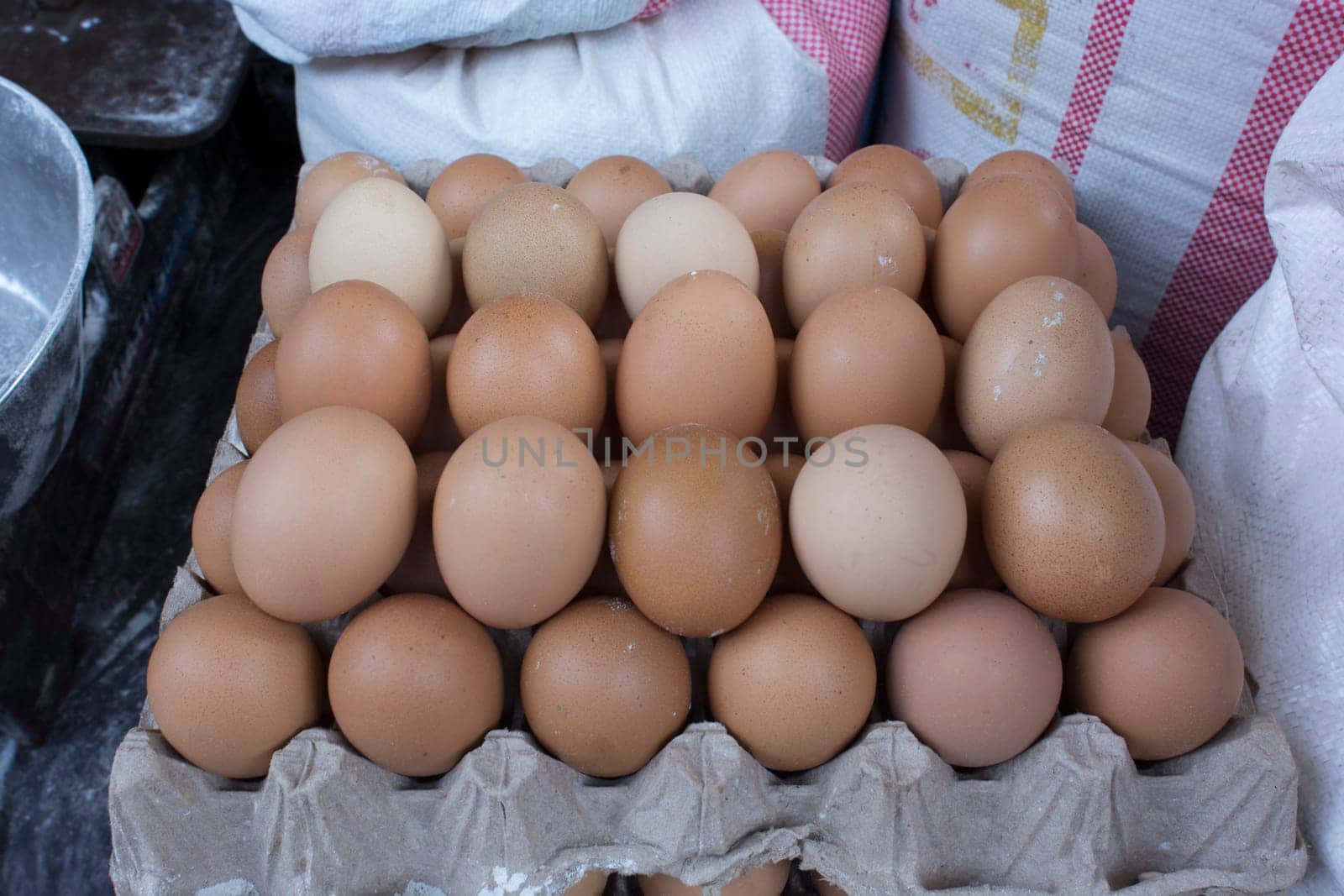 exposed to market eggs in carton container
