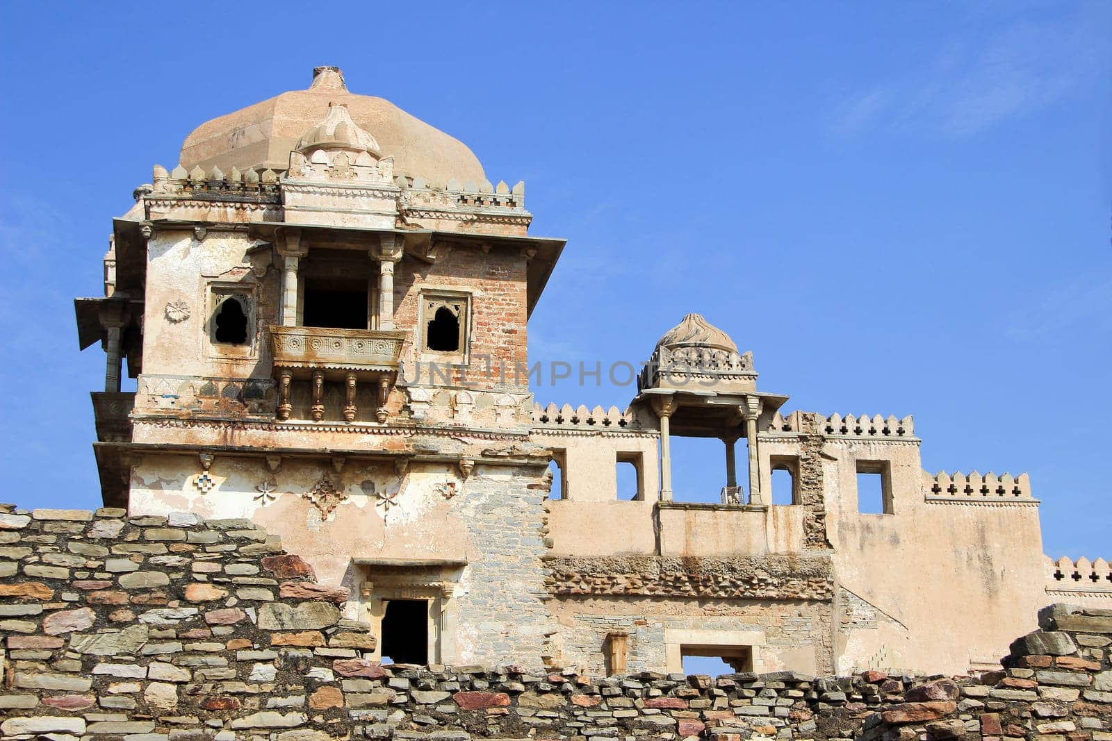 Closer view of fort, palace and gallery at Kumbh Mahal, Chittorgarh Fort, Rajasthan, India, Asia