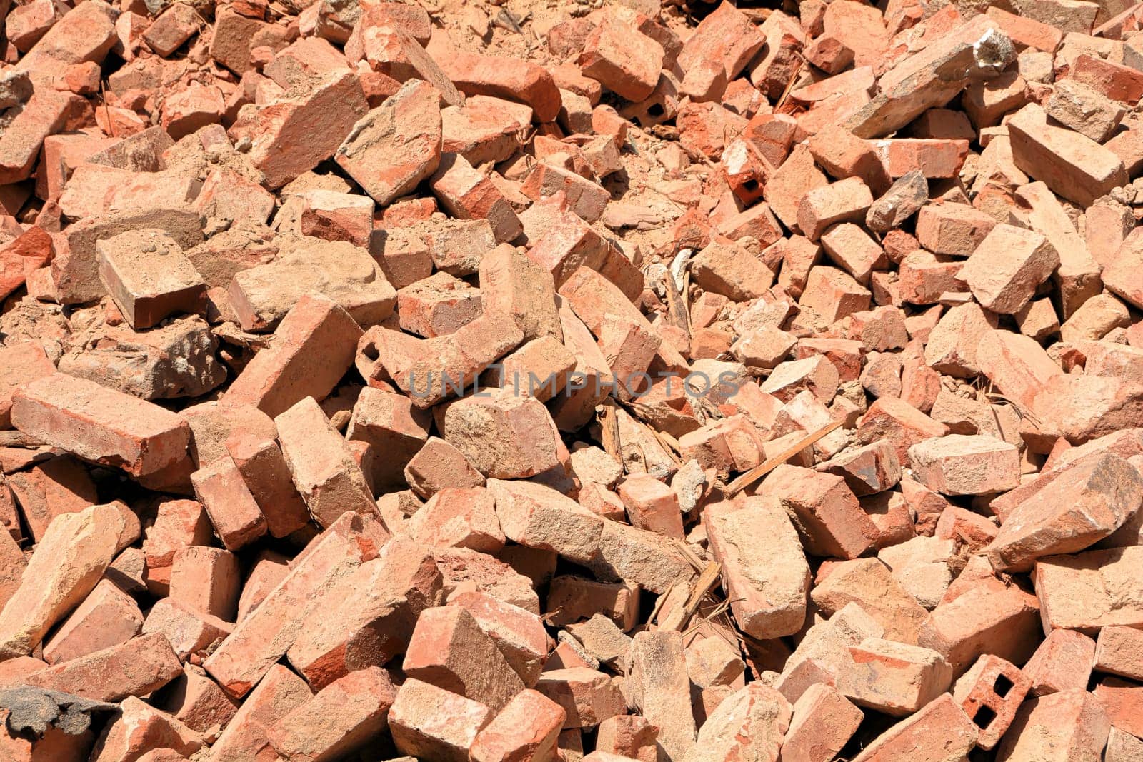 Pileof of rubble after demolition of a house