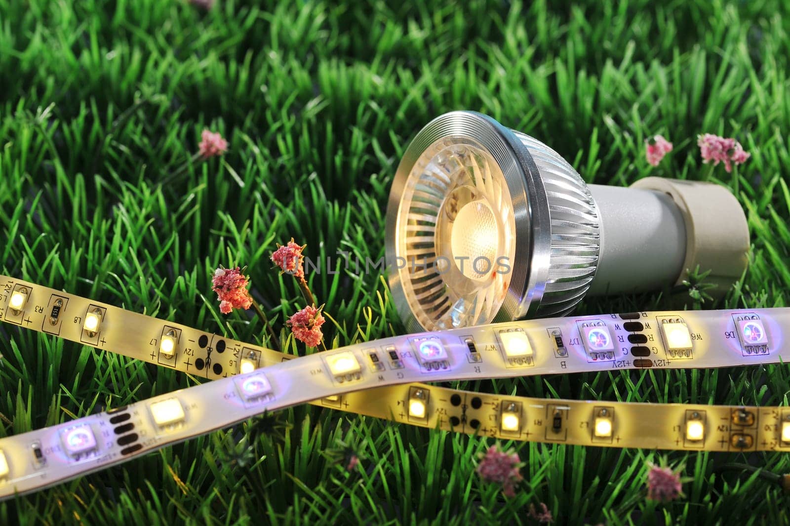 various LED technologies on a meadow