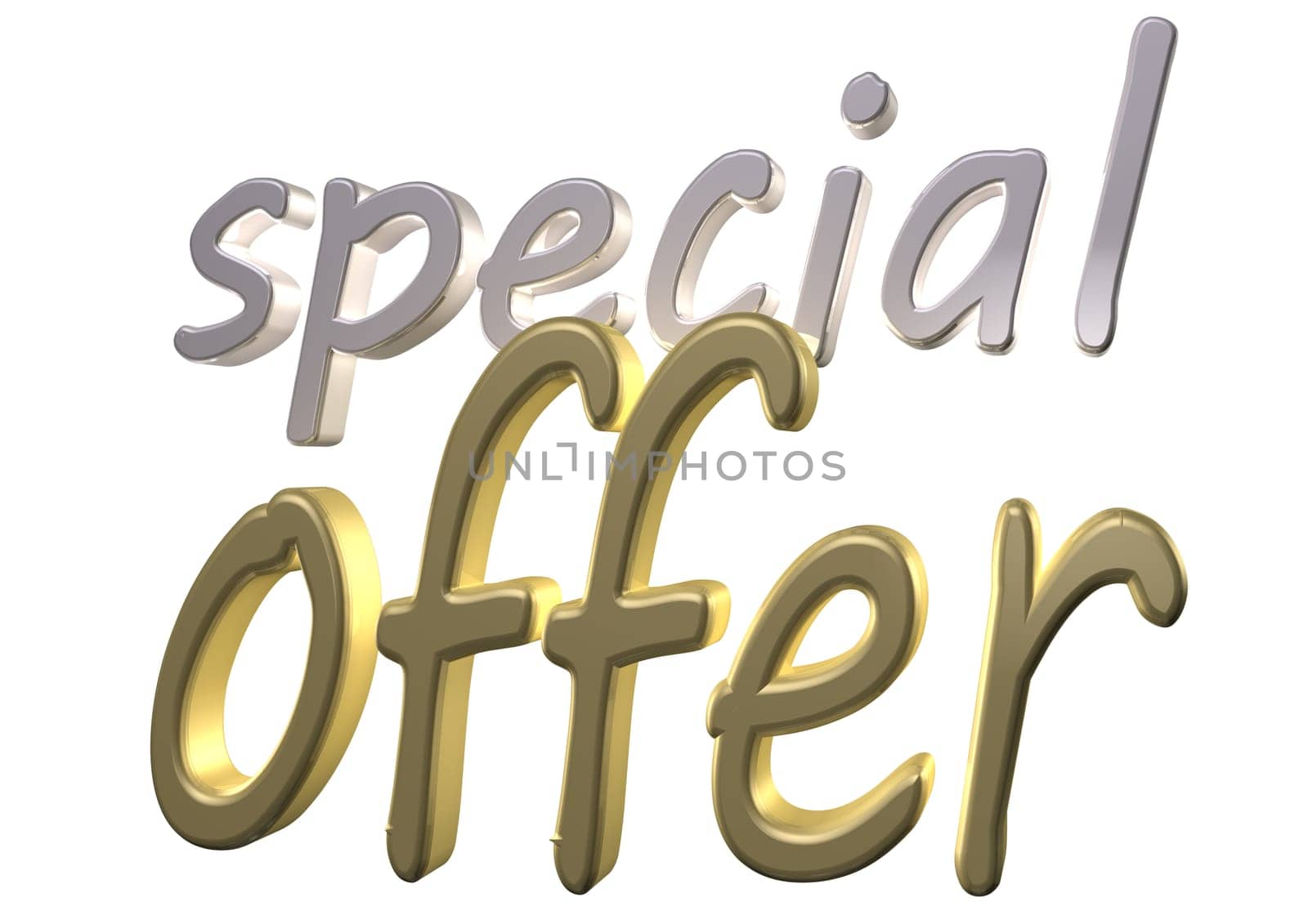 Glossy three-dimensional inscription Special offer as a sign.