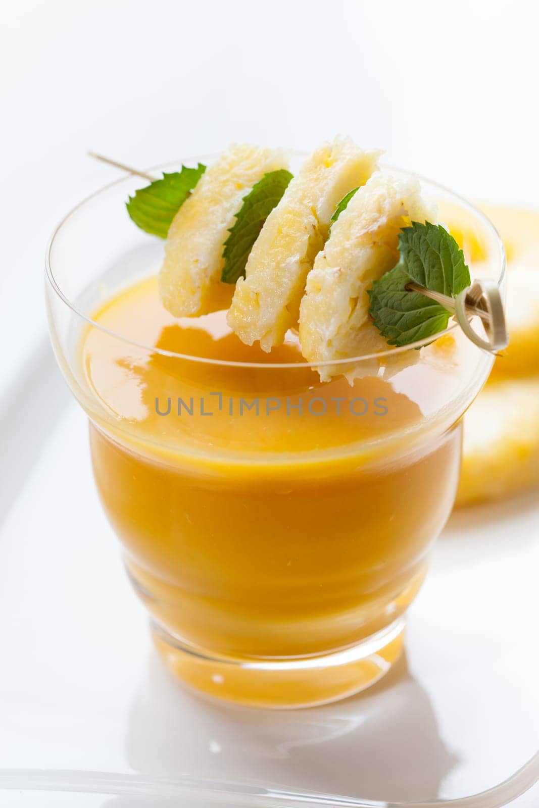 Healthy pineapple smoothie with mint