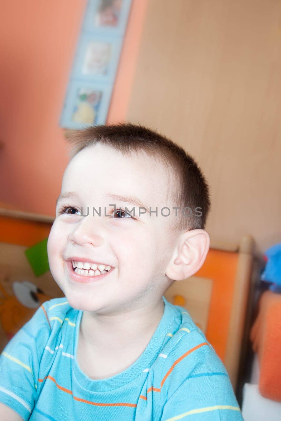 detail of face boy at home