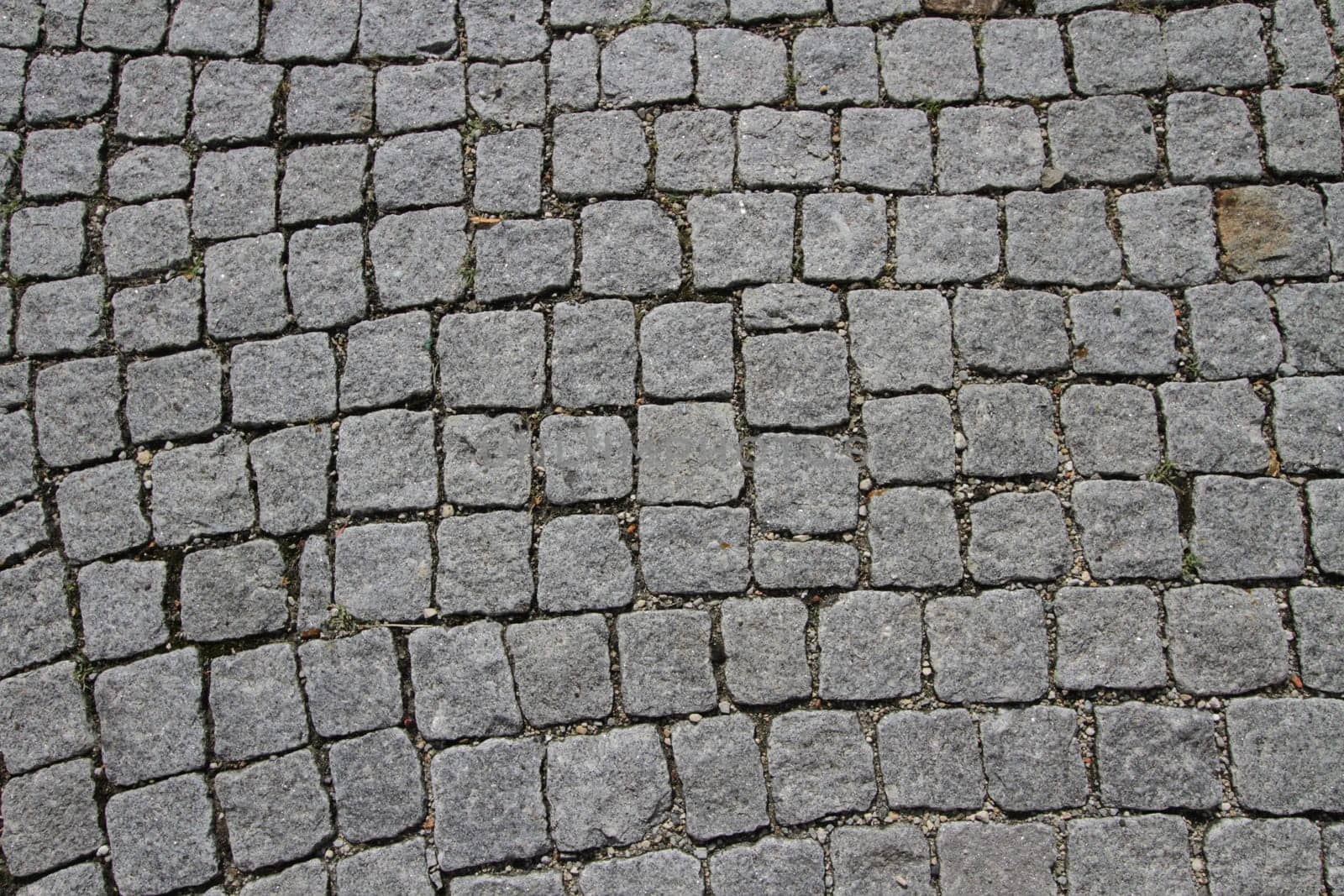 Close up on granite cobblestoned pavement background