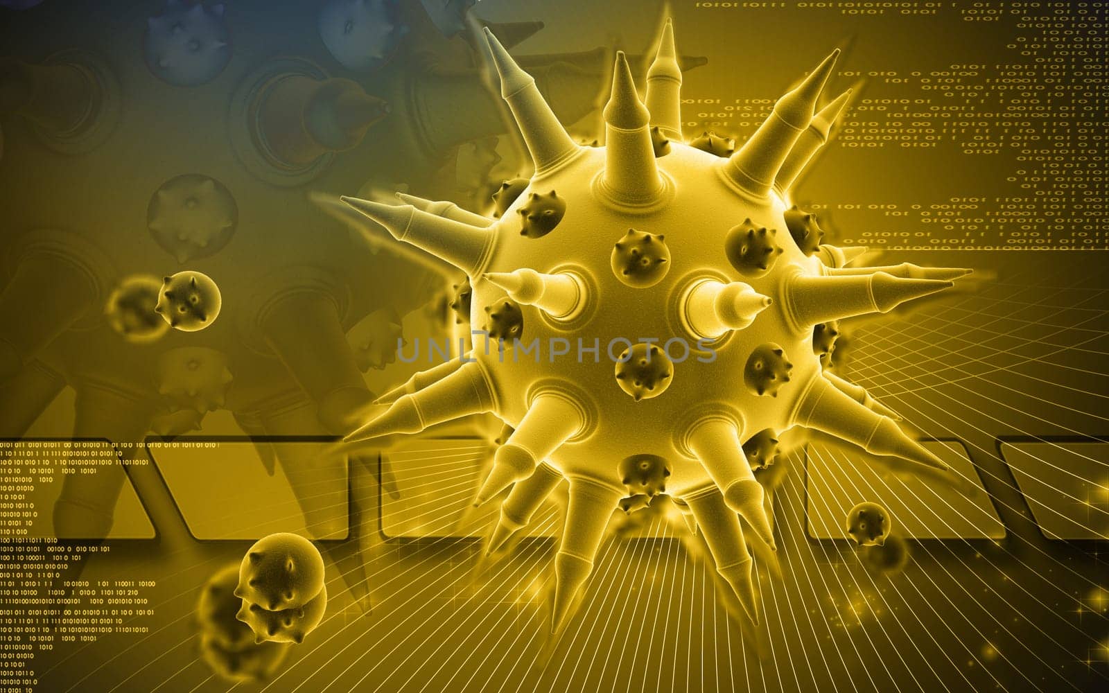 Digital illustration of herpes virus in colour background