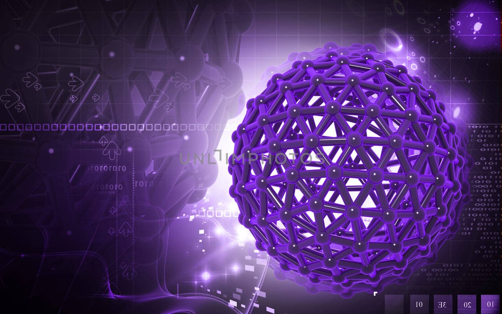 Digital illustration of gene in colour background