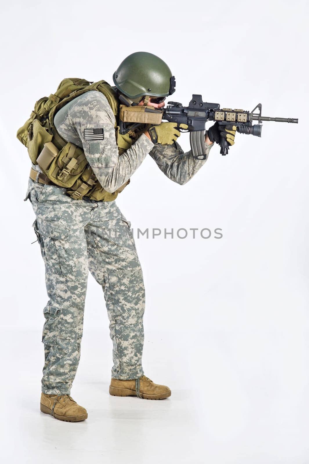SWAT Team Officer on white isolated background